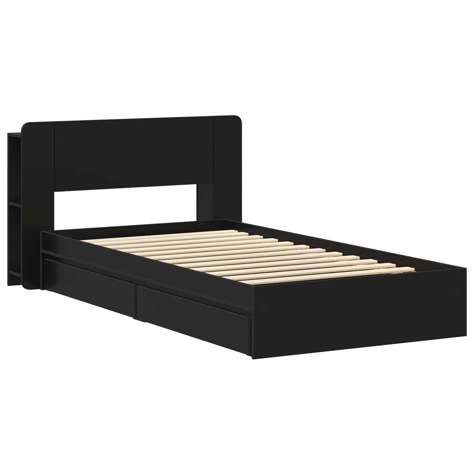 Bettgestell mit Stauraum Schwarz 90 x 190 cm Holzwerkstoff