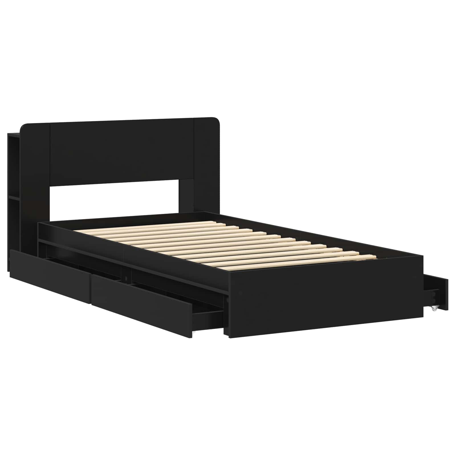 Bettgestell mit Stauraum Schwarz 90 x 190 cm Holzwerkstoff