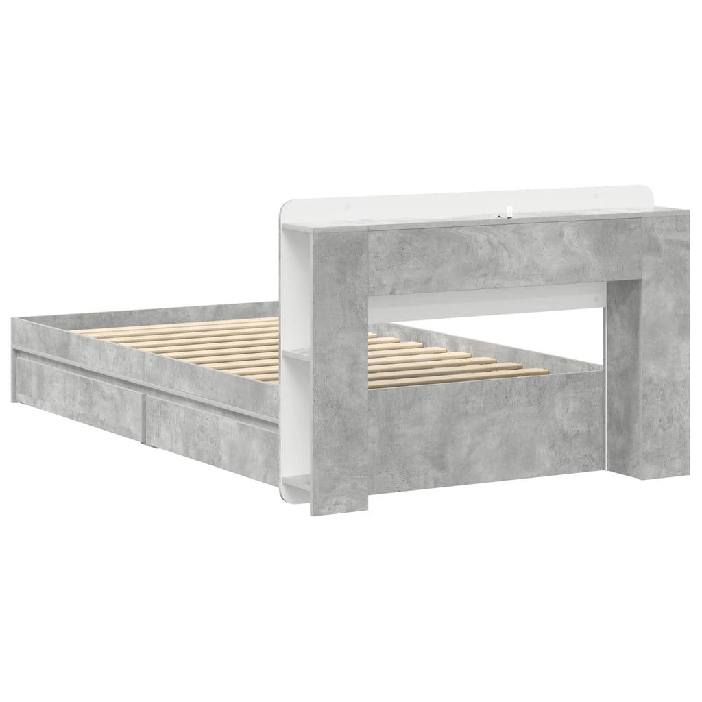 Bettgestell mit Stauraum Betongrau 90 x 190 cm Holzwerkstoff