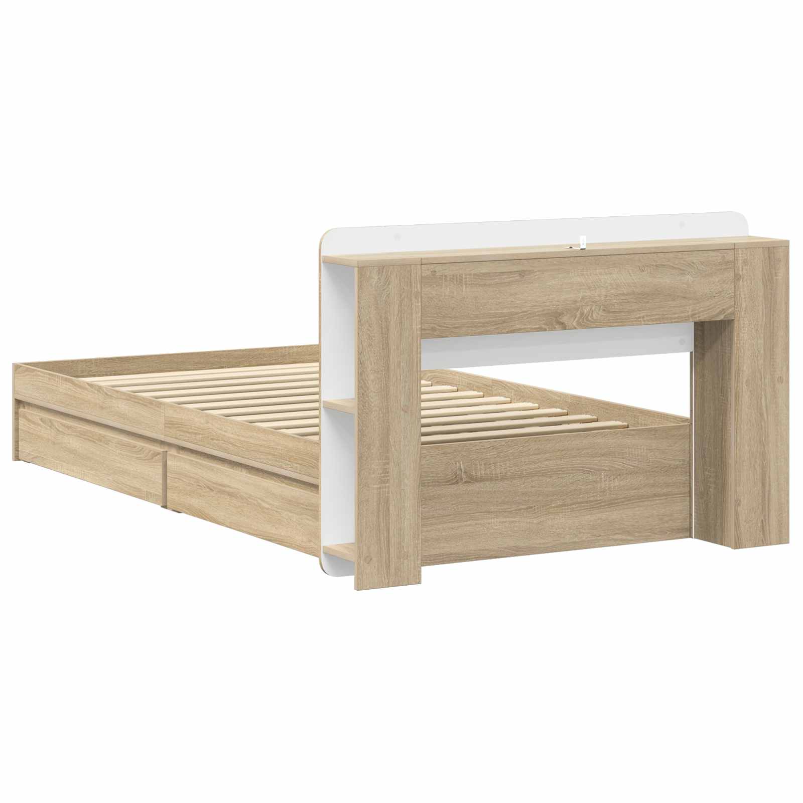 Bettgestell mit Stauraum Sonoma-Eiche 90 x 190 cm Holzwerkstoff