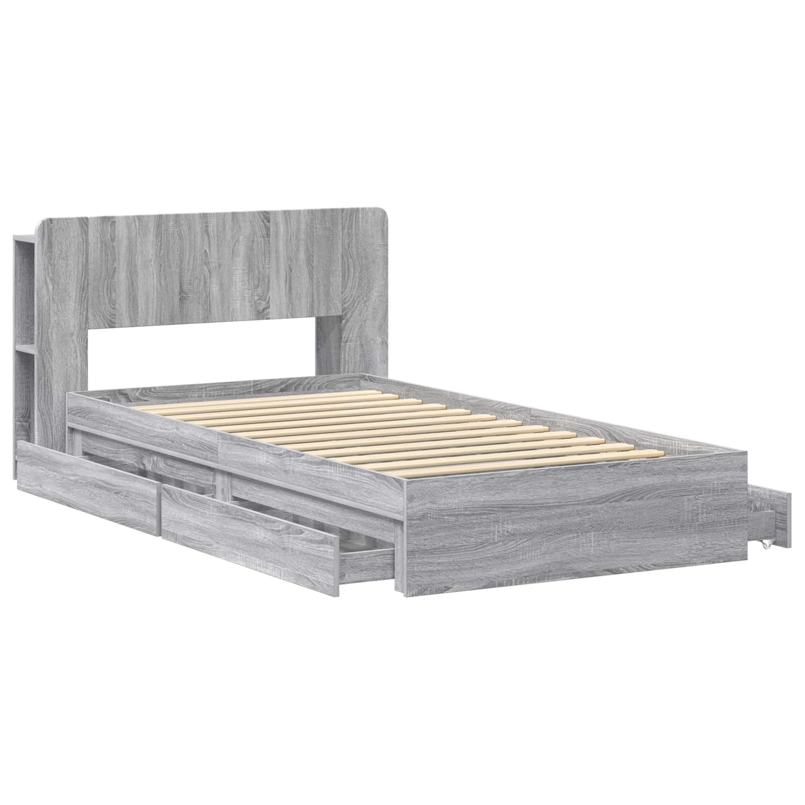 Bettgestell mit Stauraum Grau Sonoma 100 x 200 cm Holzwerkstoff