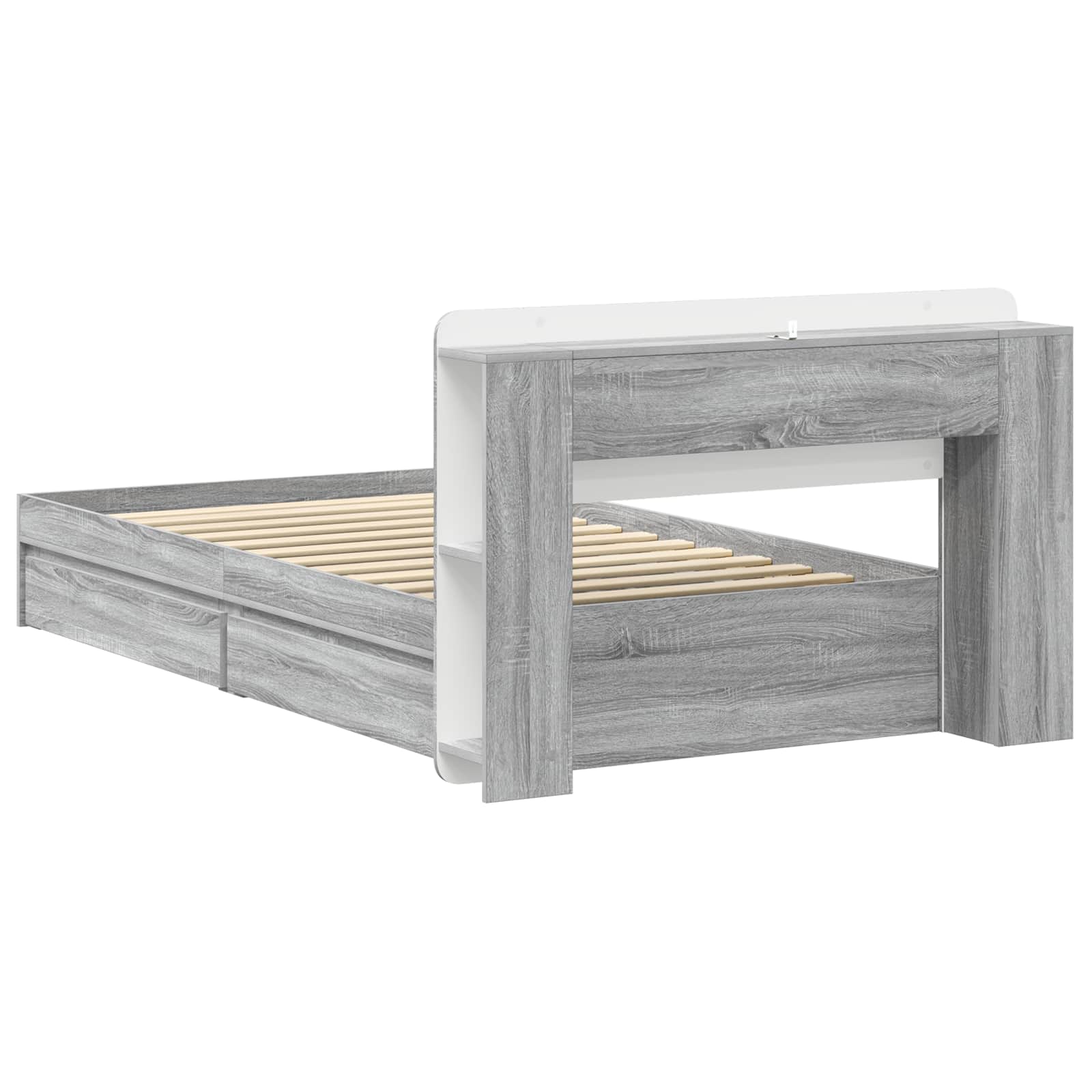 Bettgestell mit Stauraum Grau Sonoma 100 x 200 cm Holzwerkstoff