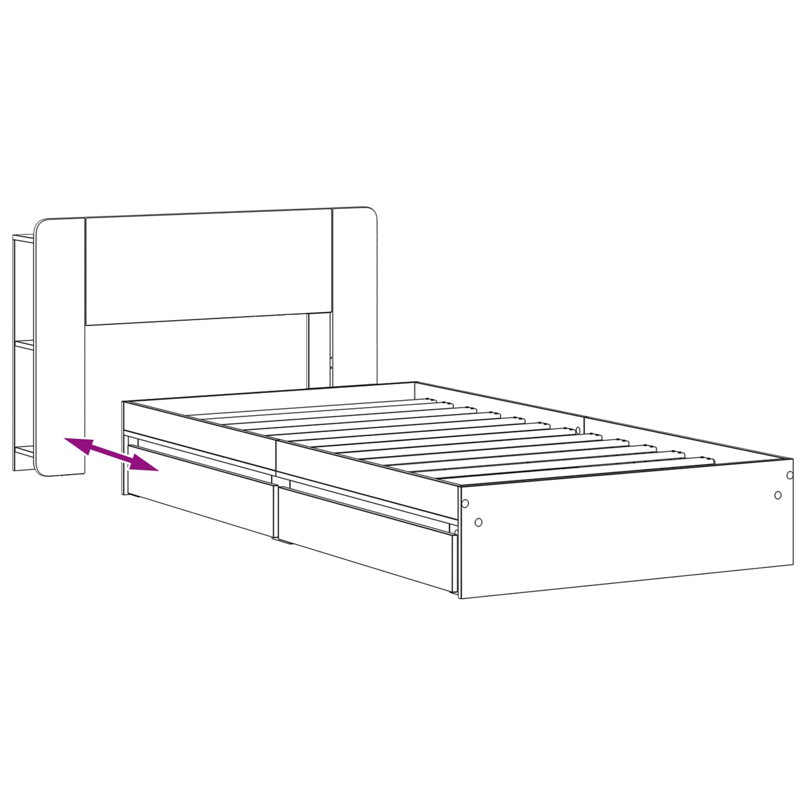 Bettgestell mit Stauraum Geräucherte Eiche 90 x 200 cm