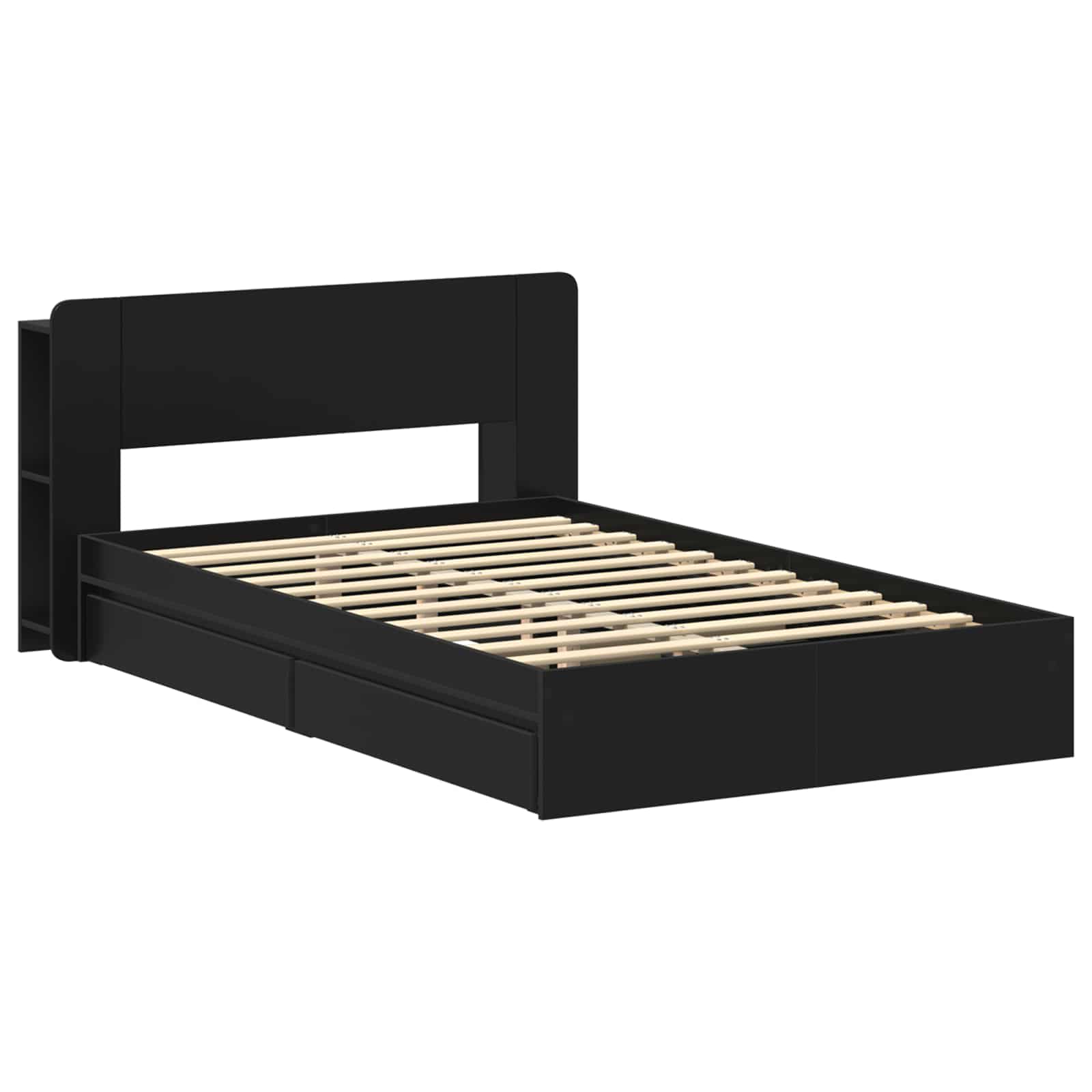 Bettgestell mit Stauraum Schwarz 120 x 190 cm Holzwerkstoff