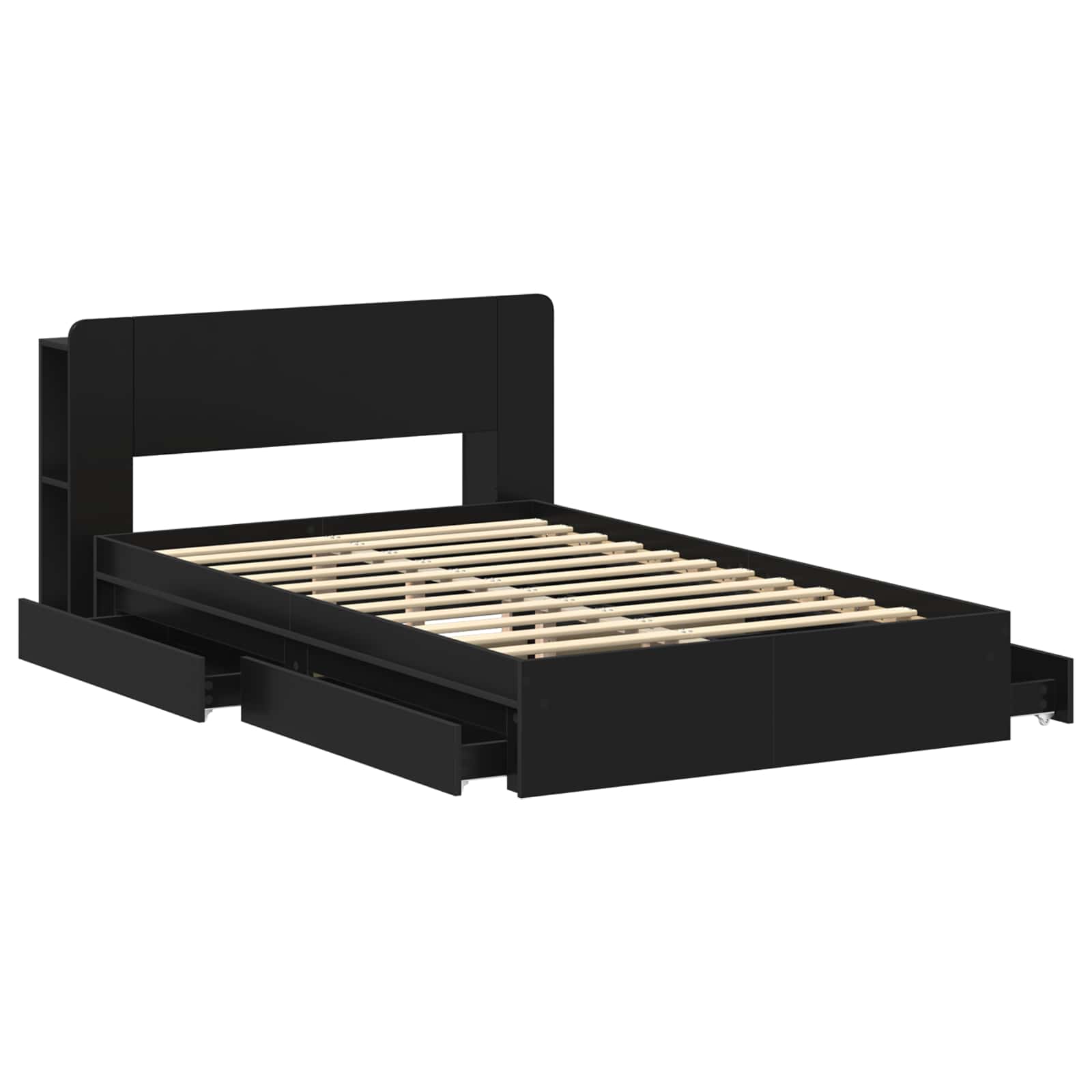 Bettgestell mit Stauraum Schwarz 120 x 190 cm Holzwerkstoff