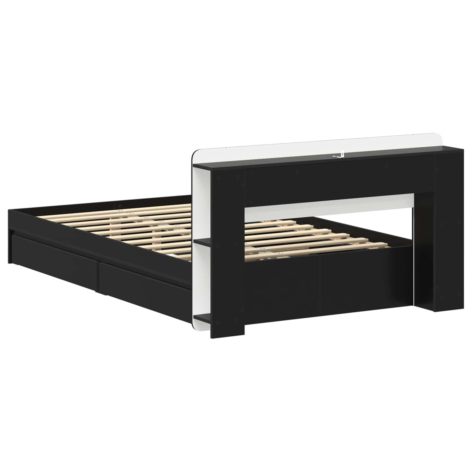 Bettgestell mit Stauraum Schwarz 120 x 190 cm Holzwerkstoff