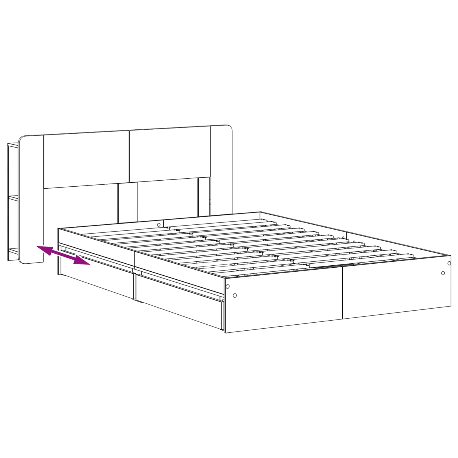 Bettgestell mit Stauraum Grau Sonoma 140 x 200 cm Holzwerkstoff