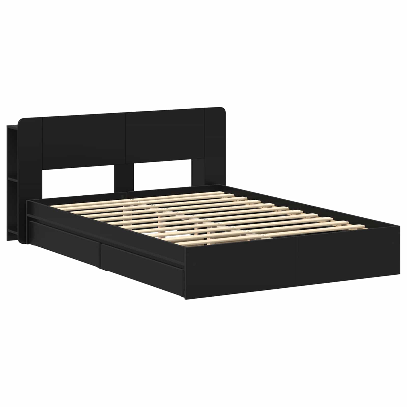 Bettgestell mit Stauraum Schwarz 135 x 190 cm Holzwerkstoff