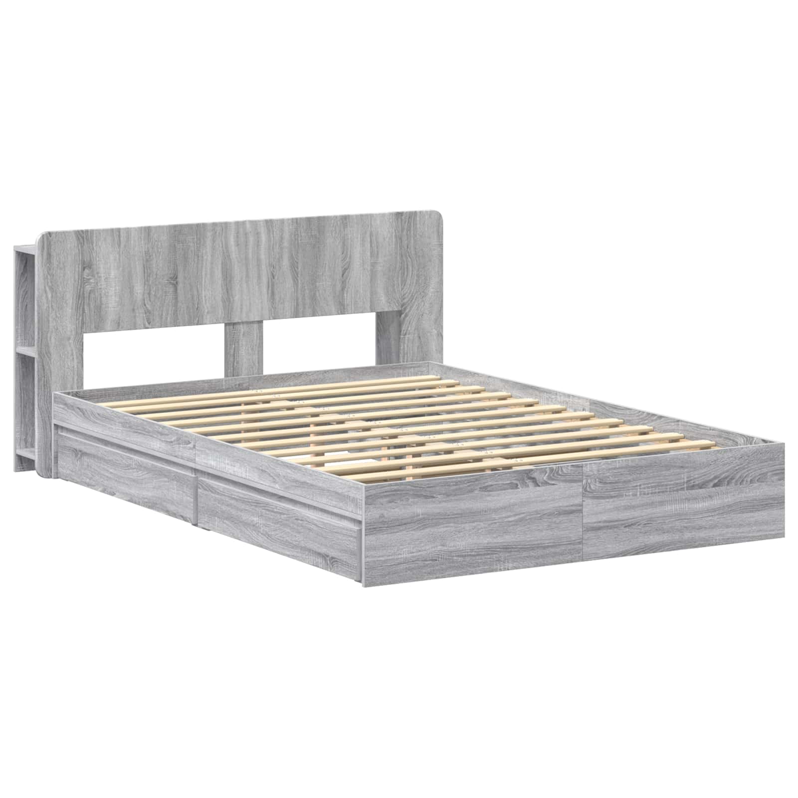 Bettgestell mit Stauraum Grau Sonoma 160 x 200 cm Holzwerkstoff