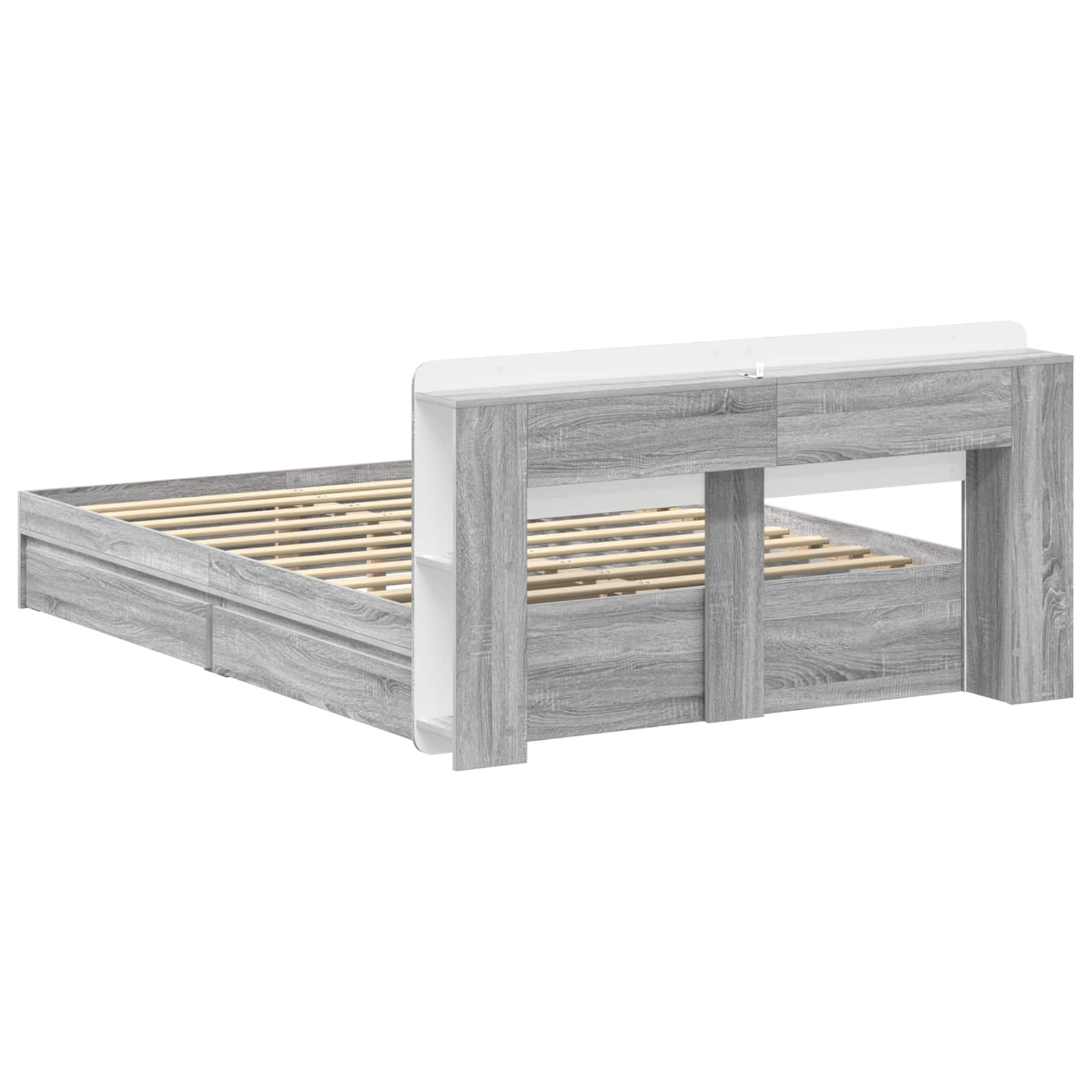 Bettgestell mit Stauraum Grau Sonoma 160 x 200 cm Holzwerkstoff