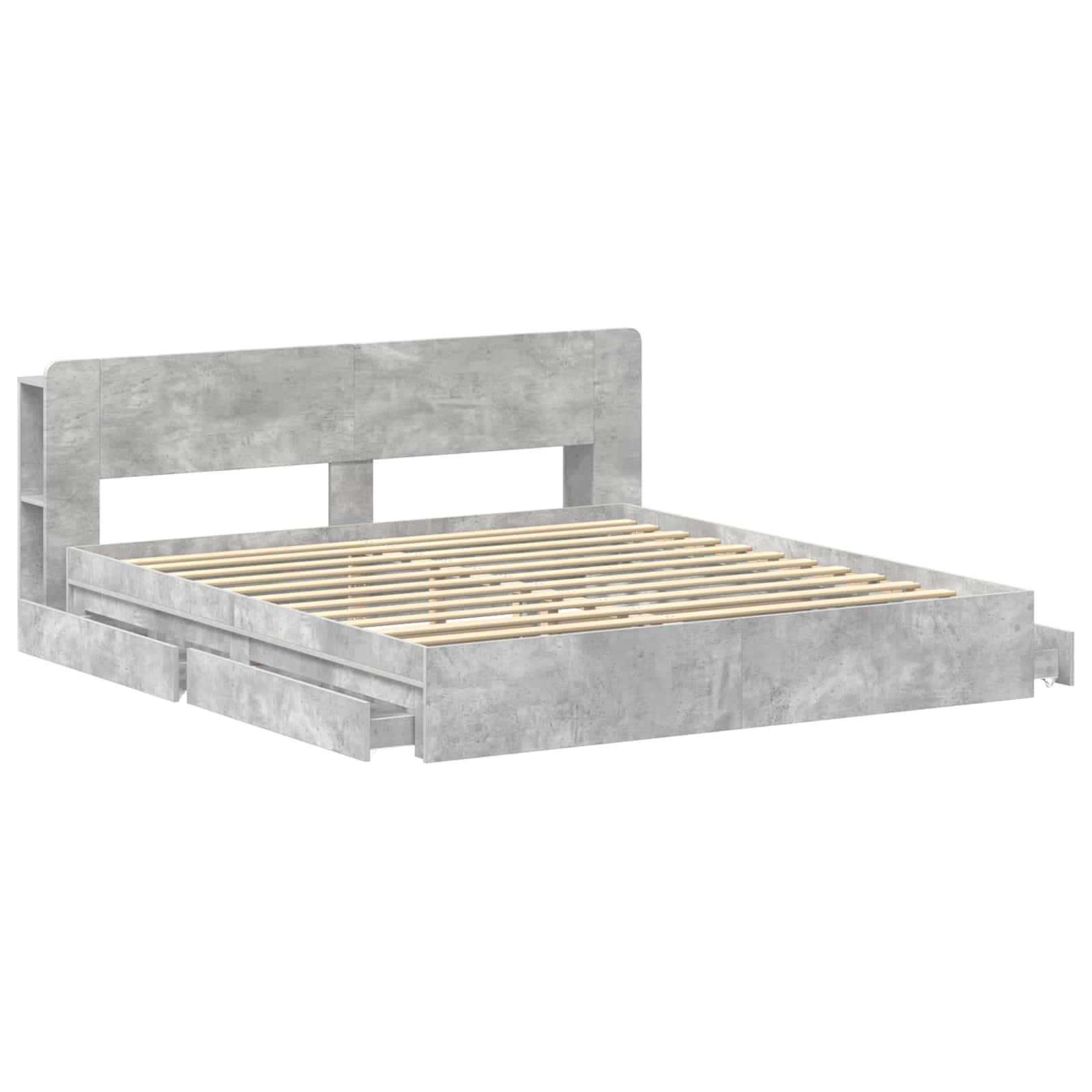 Bettgestell mit Stauraum Betongrau 180 x 200 cm Holzwerkstoff