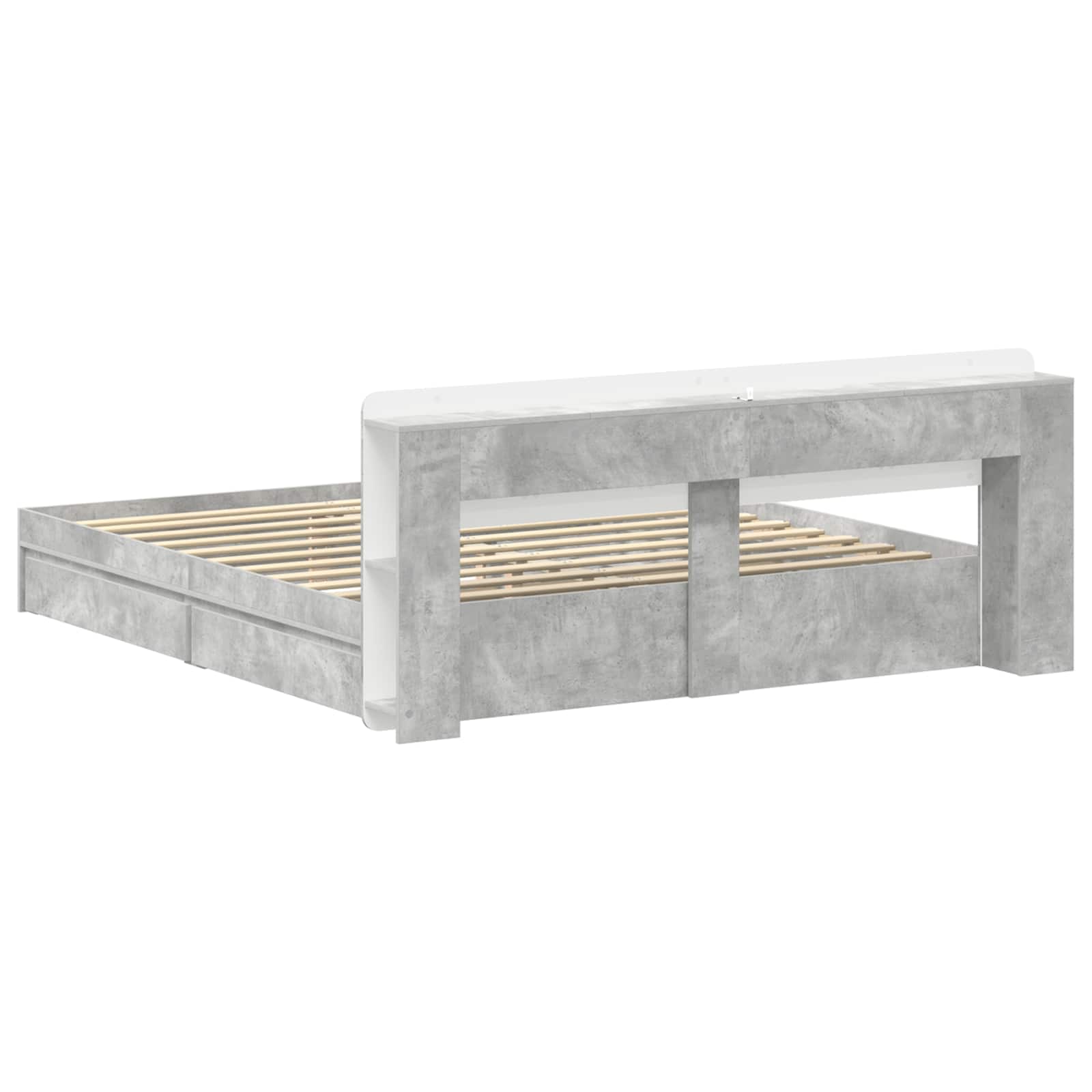 Bettgestell mit Stauraum Betongrau 180 x 200 cm Holzwerkstoff
