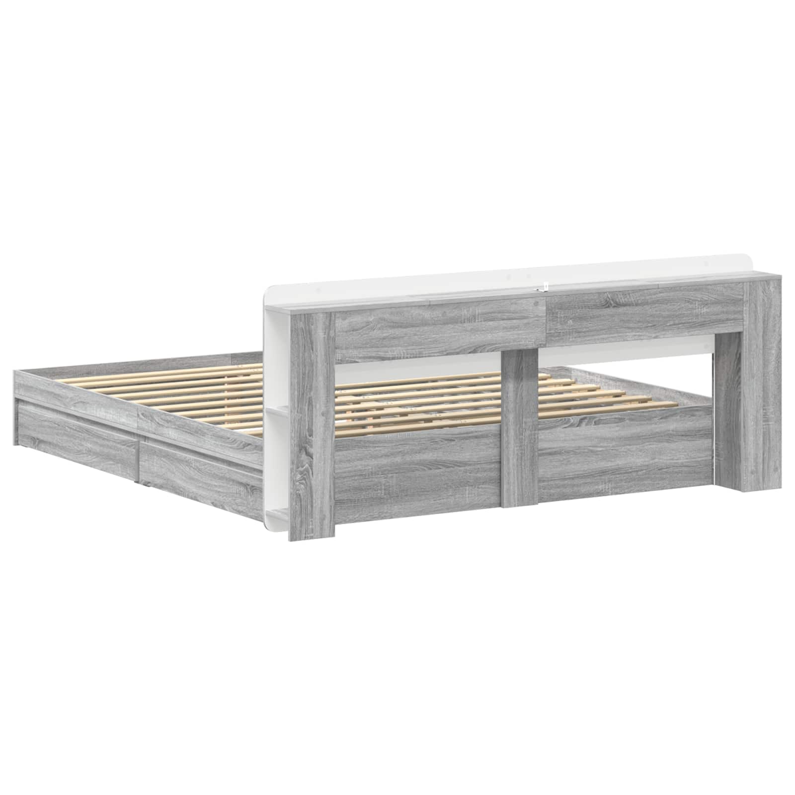 Bettgestell mit Stauraum Grau Sonoma 180 x 200 cm Holzwerkstoff