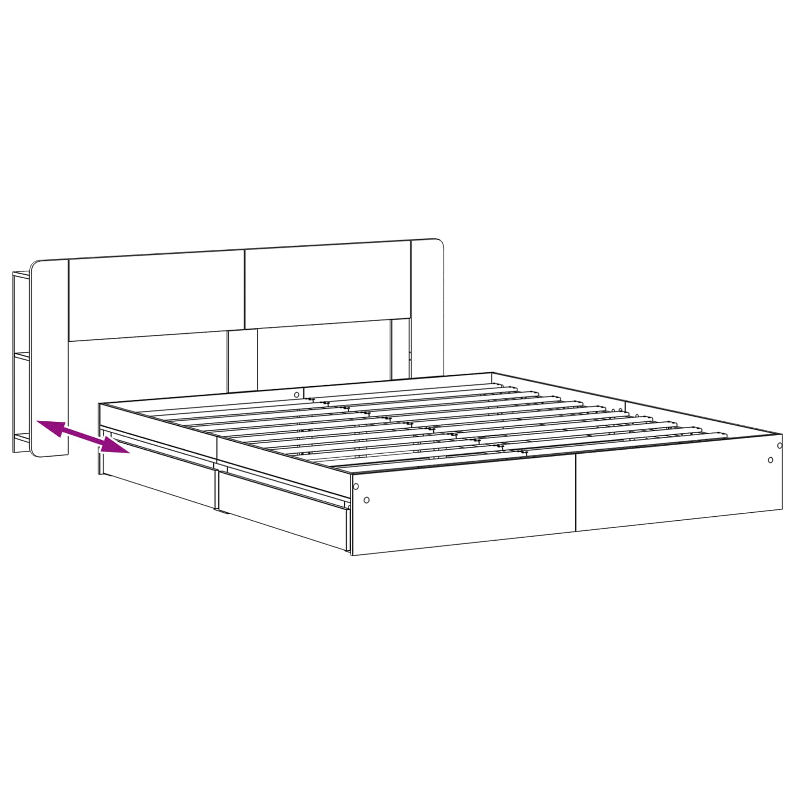 Bettgestell mit Stauraum Grau Sonoma 180 x 200 cm Holzwerkstoff