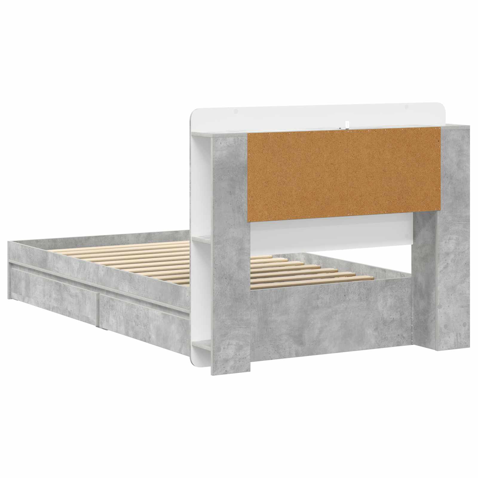 Bettgestell mit Stauraum Betongrau 75 x 190 cm Holzwerkstoff