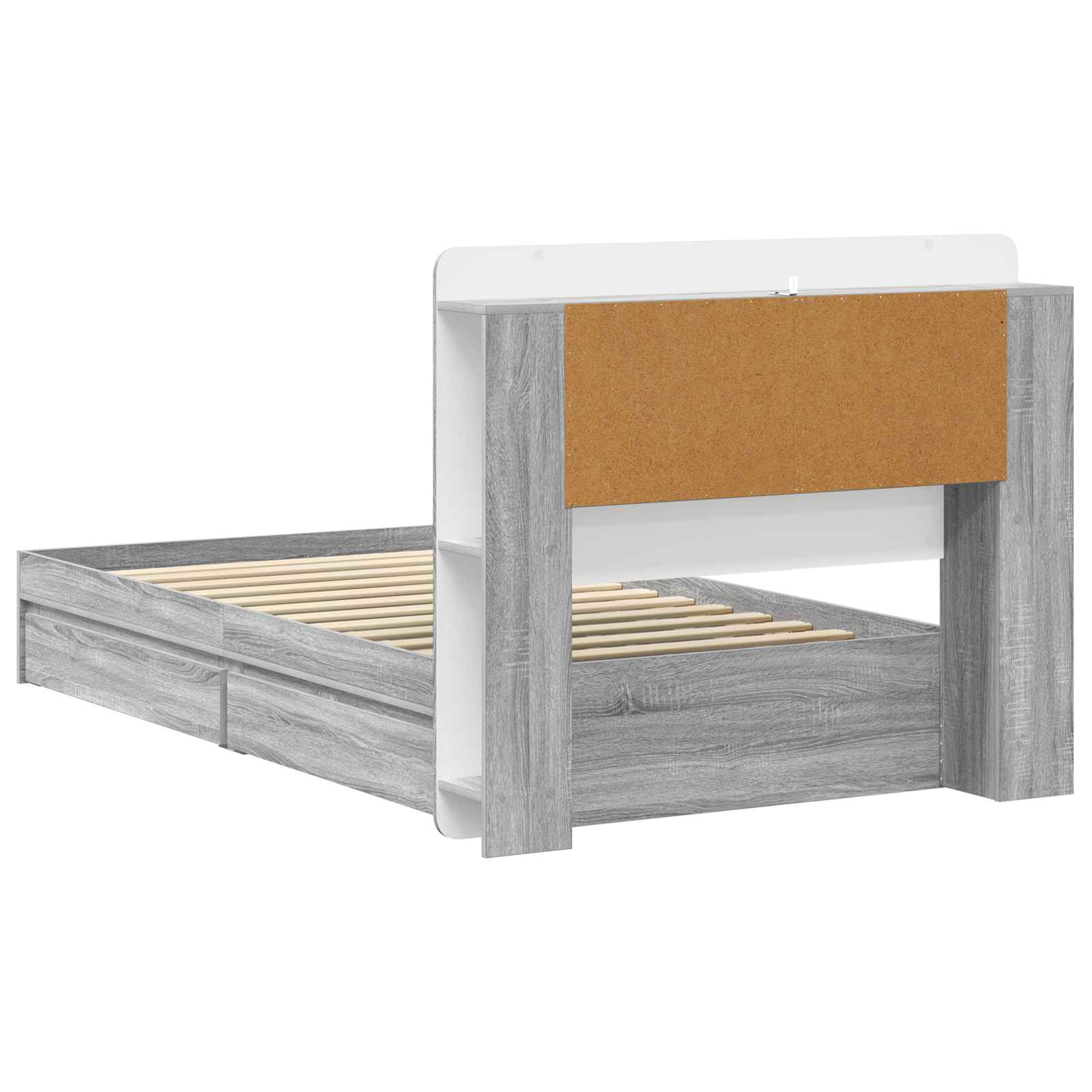 Bettgestell mit Stauraum Grau Sonoma 75 x 190 cm Holzwerkstoff