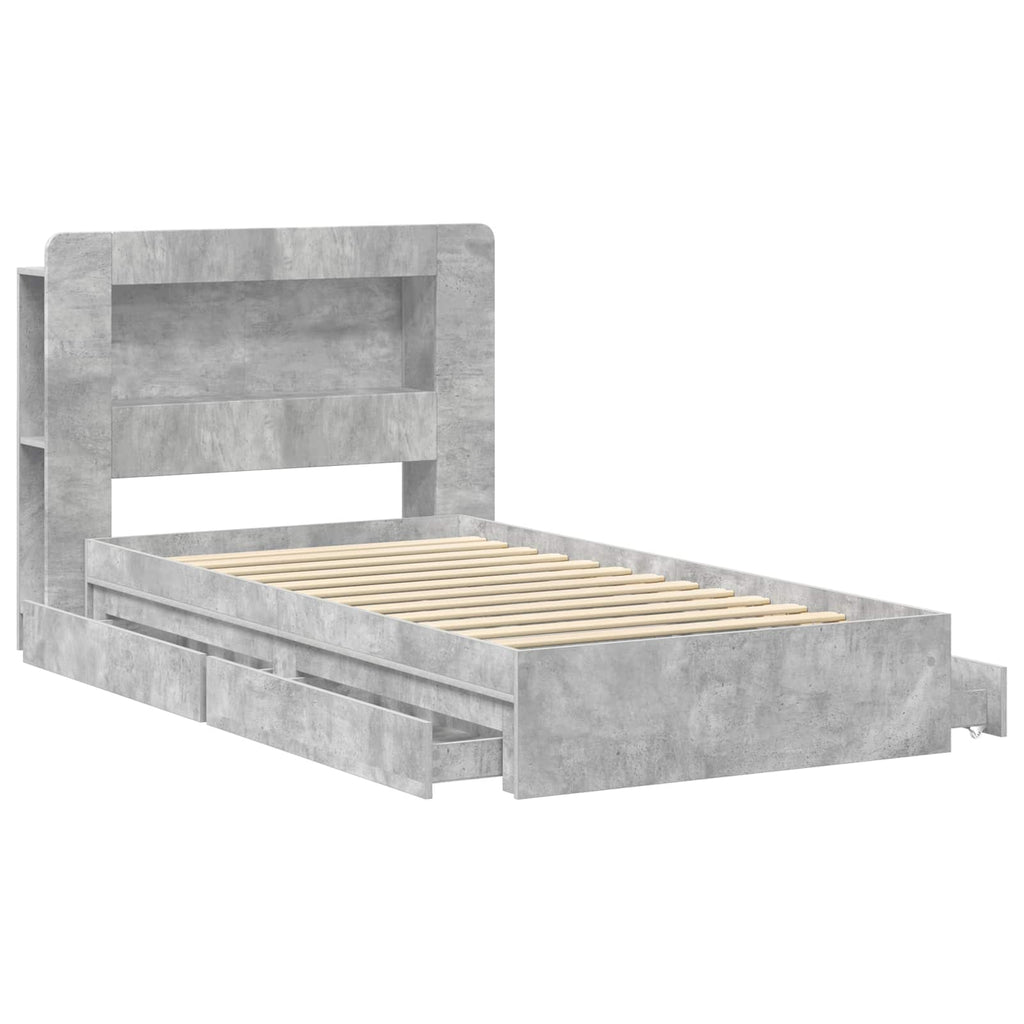 Bettgestell mit Stauraum Betongrau 80 x 200 cm Holzwerkstoff