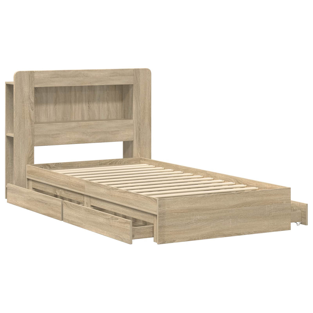 Bettgestell mit Stauraum Sonoma-Eiche 80 x 200 cm Holzwerkstoff
