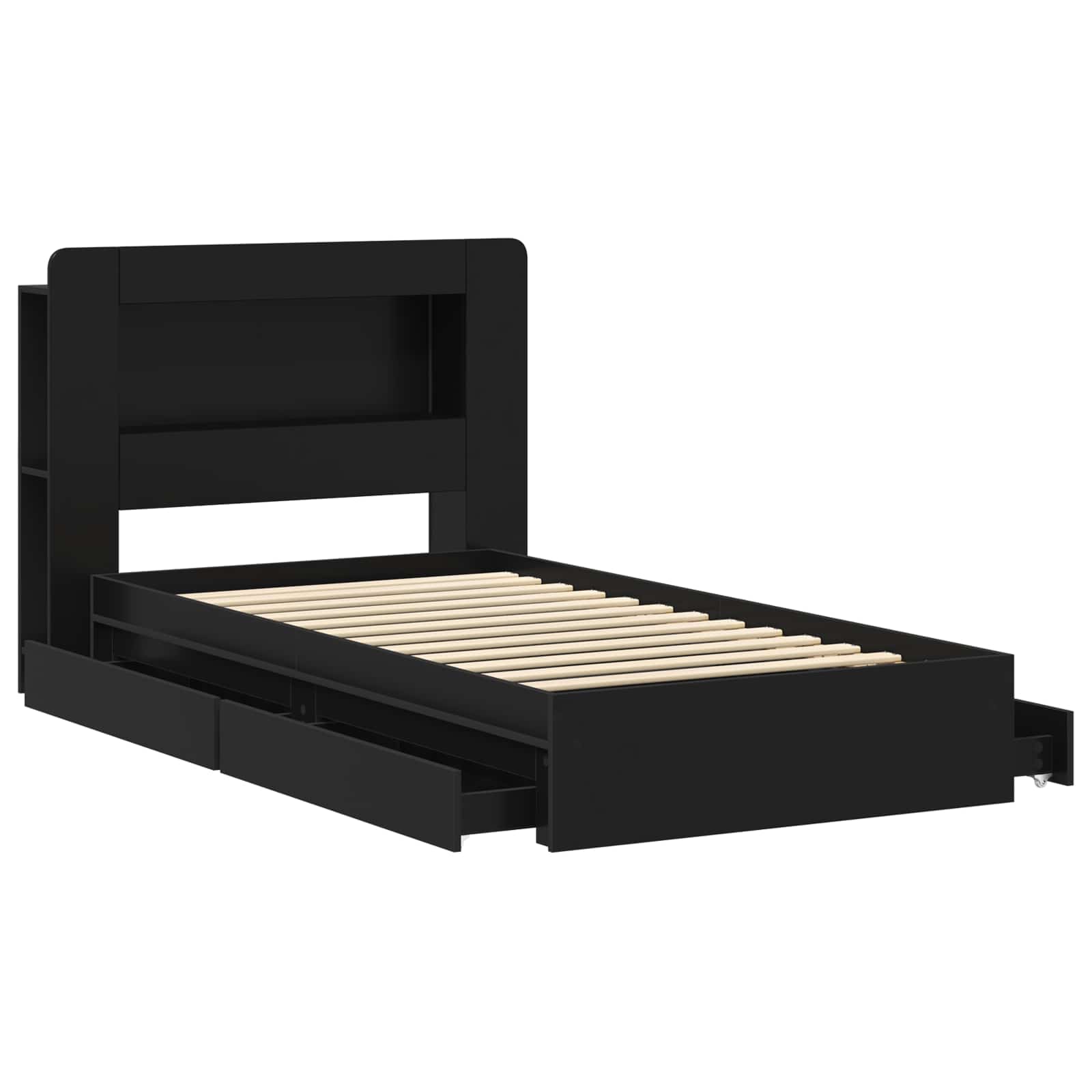 Bettgestell mit Stauraum Schwarz 90 x 190 cm Holzwerkstoff