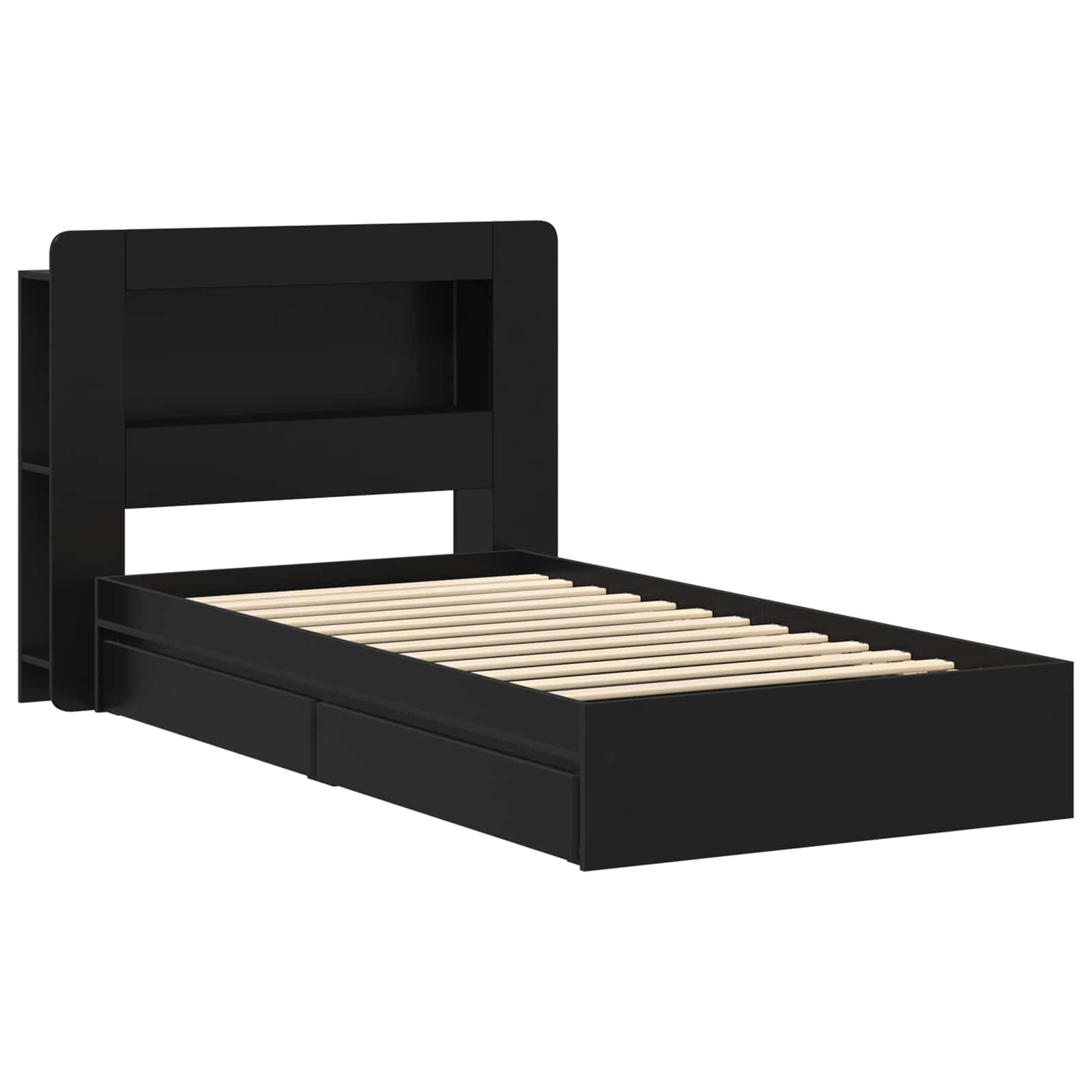 Bettgestell mit Stauraum Schwarz 100 x 200 cm Holzwerkstoff
