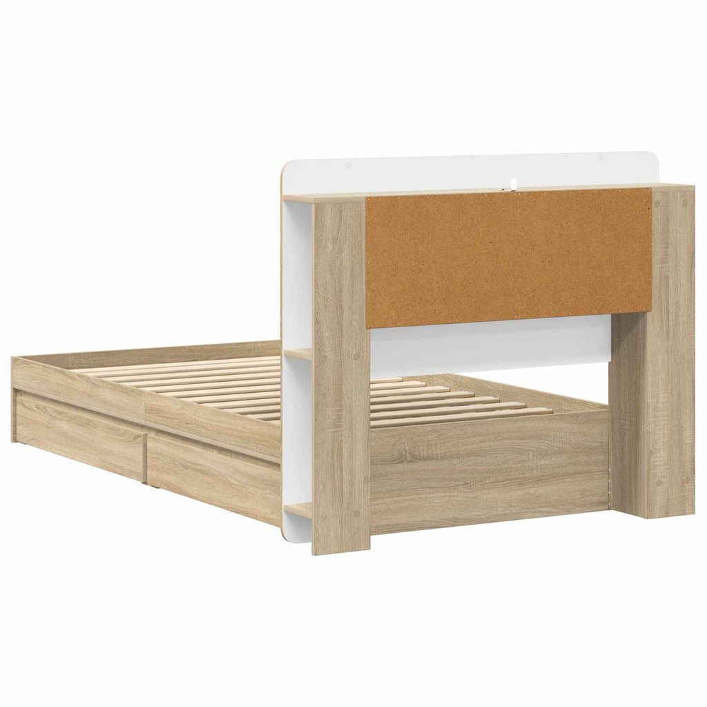 Bettgestell mit Stauraum Sonoma-Eiche 90 x 200 cm Holzwerkstoff