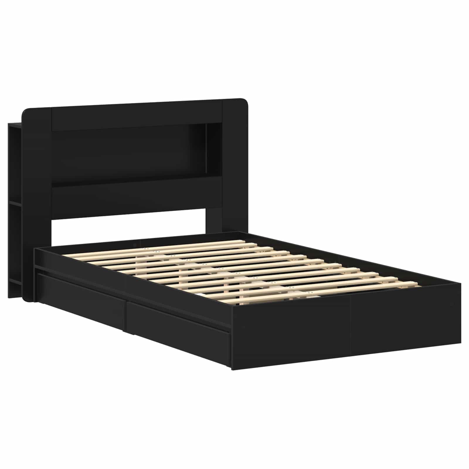 Bettgestell mit Stauraum Schwarz 120 x 190 cm Holzwerkstoff