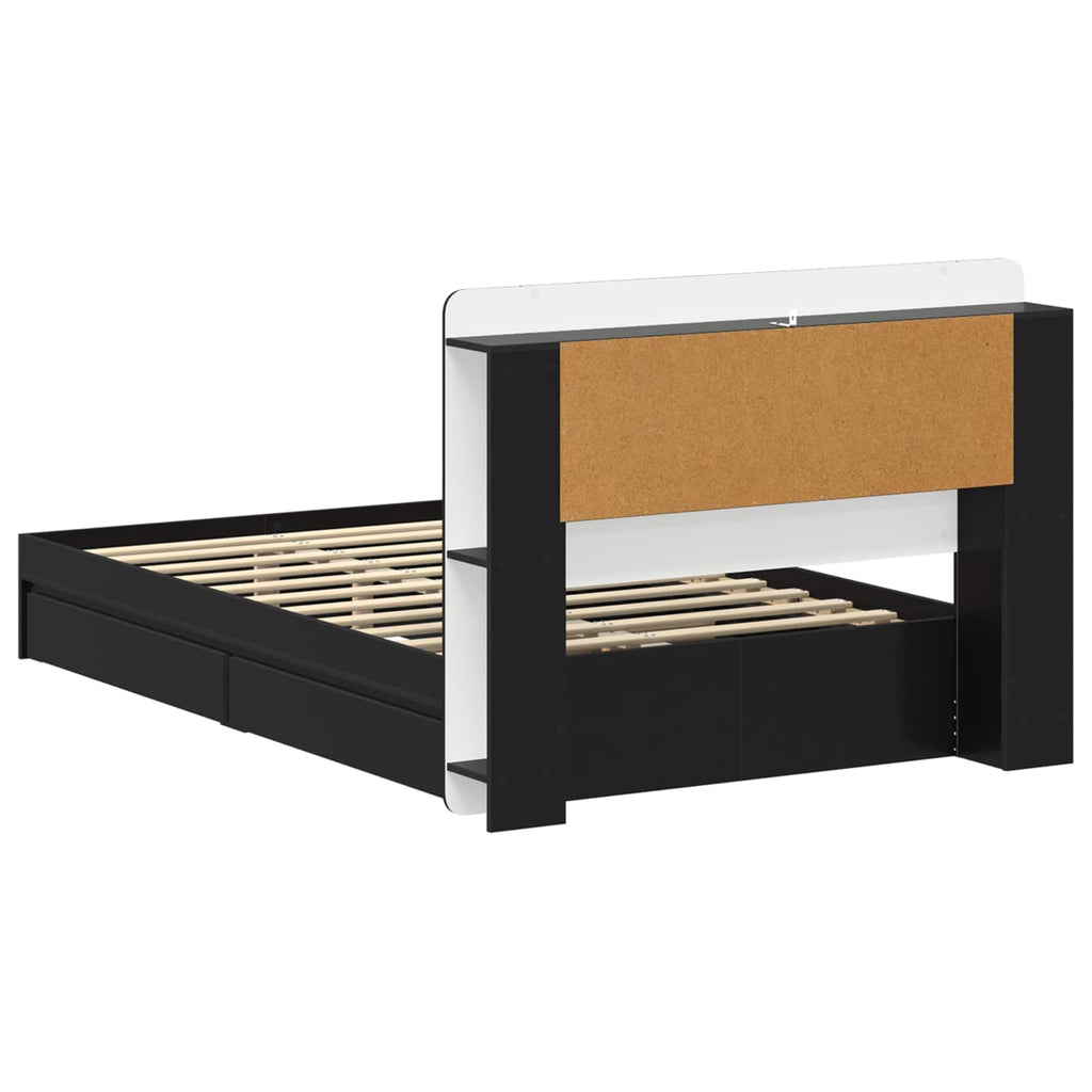 Bettgestell mit Stauraum Schwarz 120 x 190 cm Holzwerkstoff