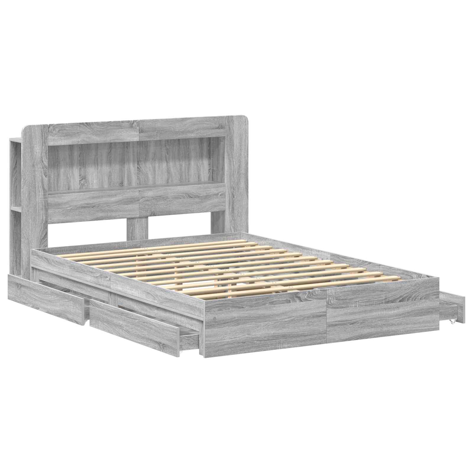 Bettgestell mit Stauraum Grau Sonoma 140 x 200 cm Holzwerkstoff
