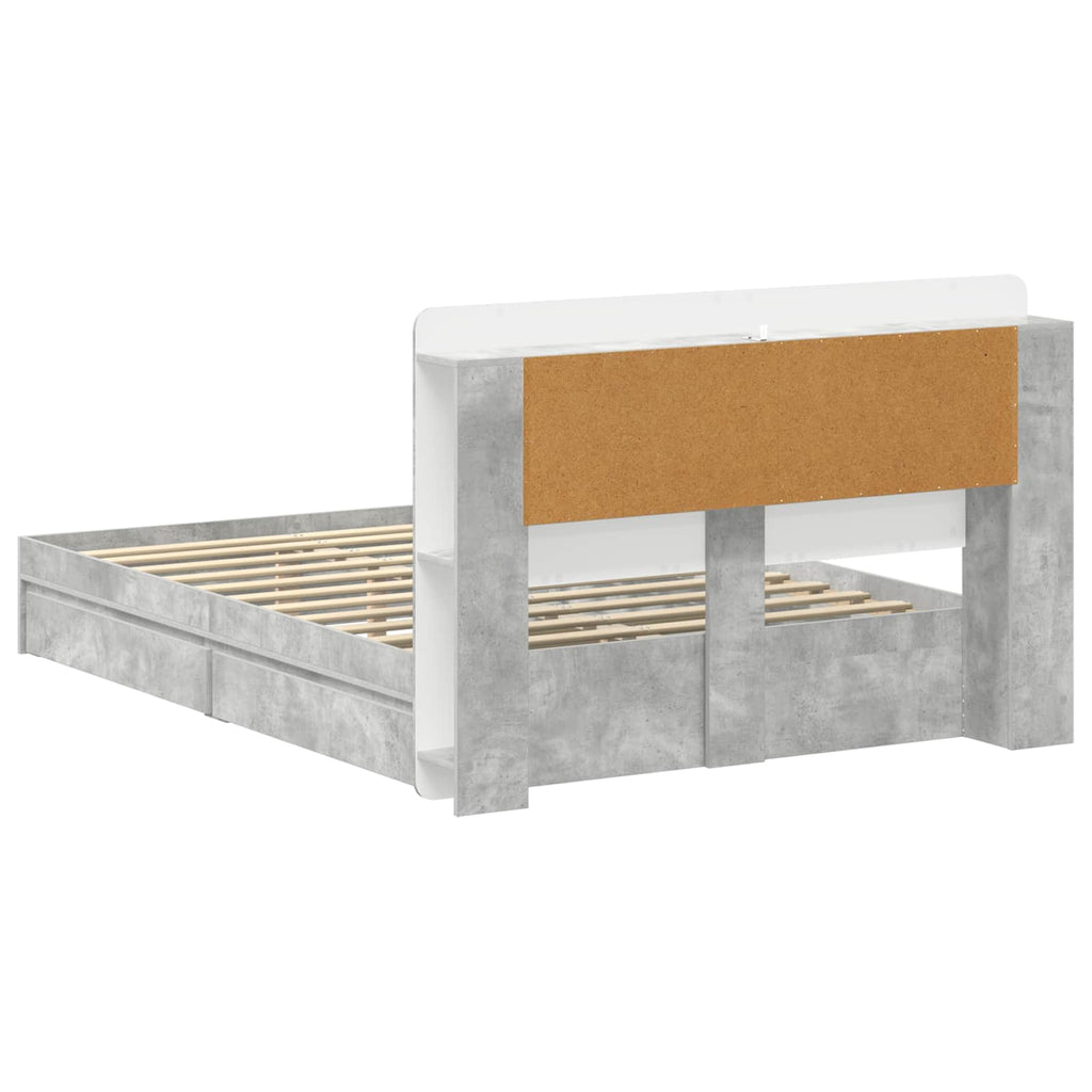Bettgestell mit Stauraum Betongrau 150 x 200 cm Holzwerkstoff