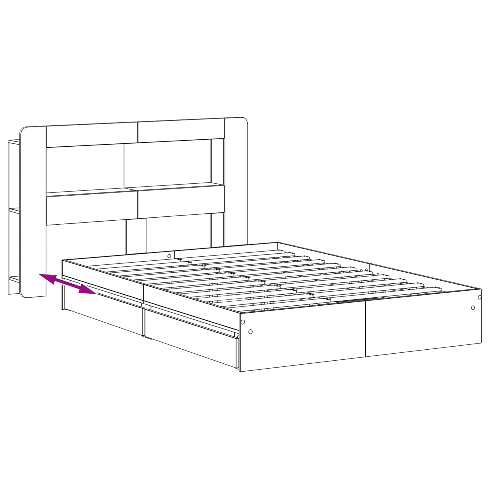 Bettgestell mit Stauraum Grau Sonoma 150 x 200 cm Holzwerkstoff