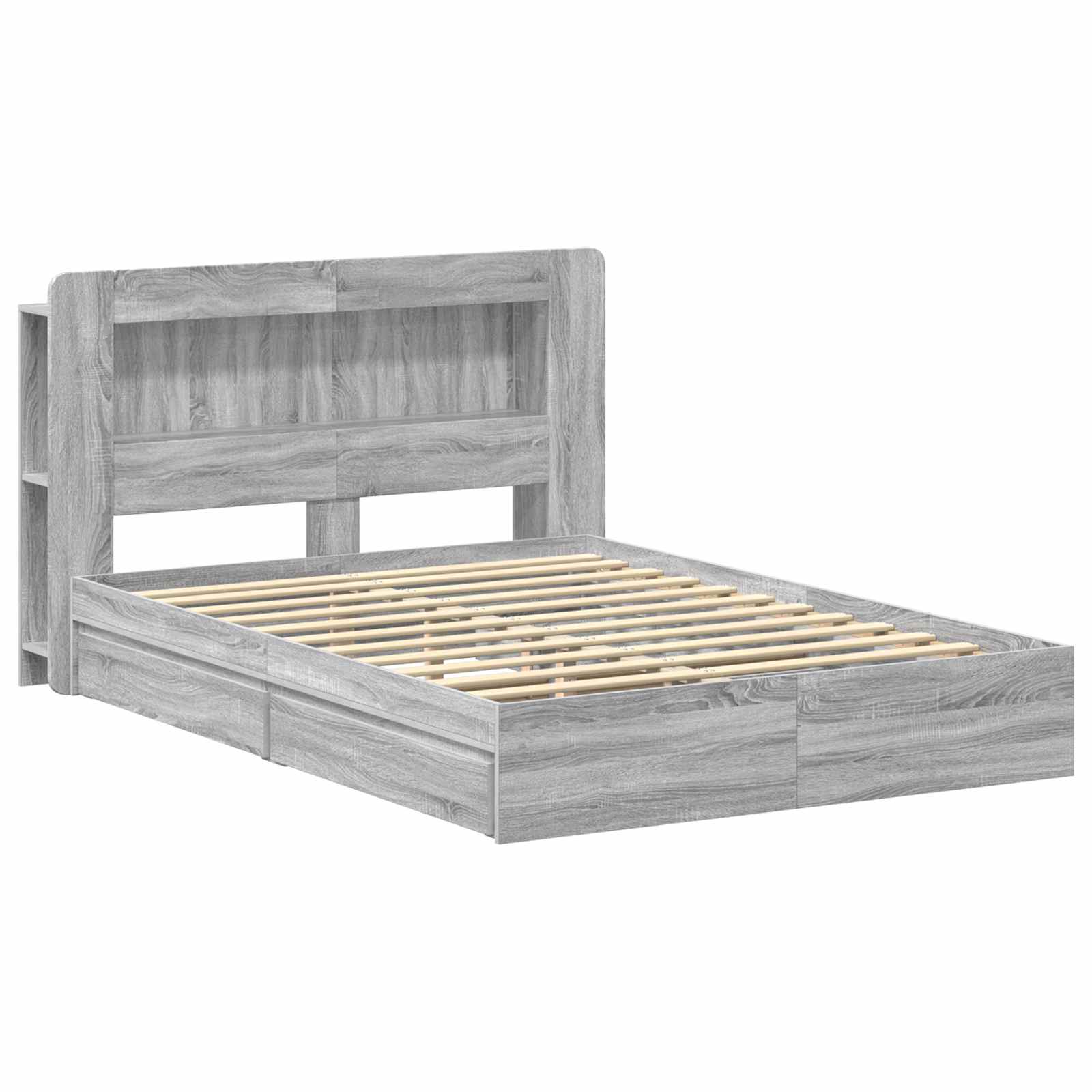 Bettgestell mit Stauraum Grau Sonoma 160 x 200 cm Holzwerkstoff