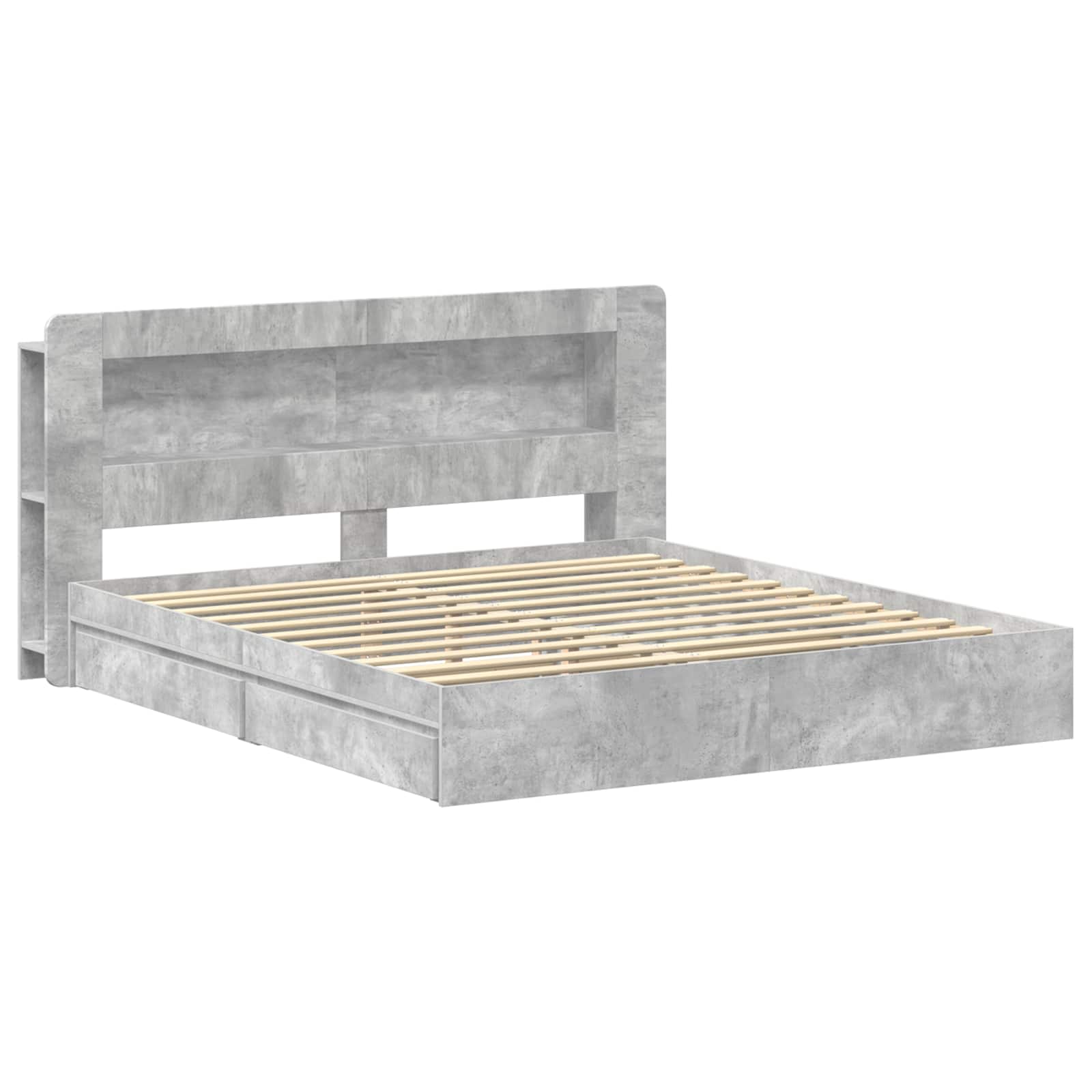 Bettgestell mit Stauraum Betongrau 180 x 200 cm Holzwerkstoff