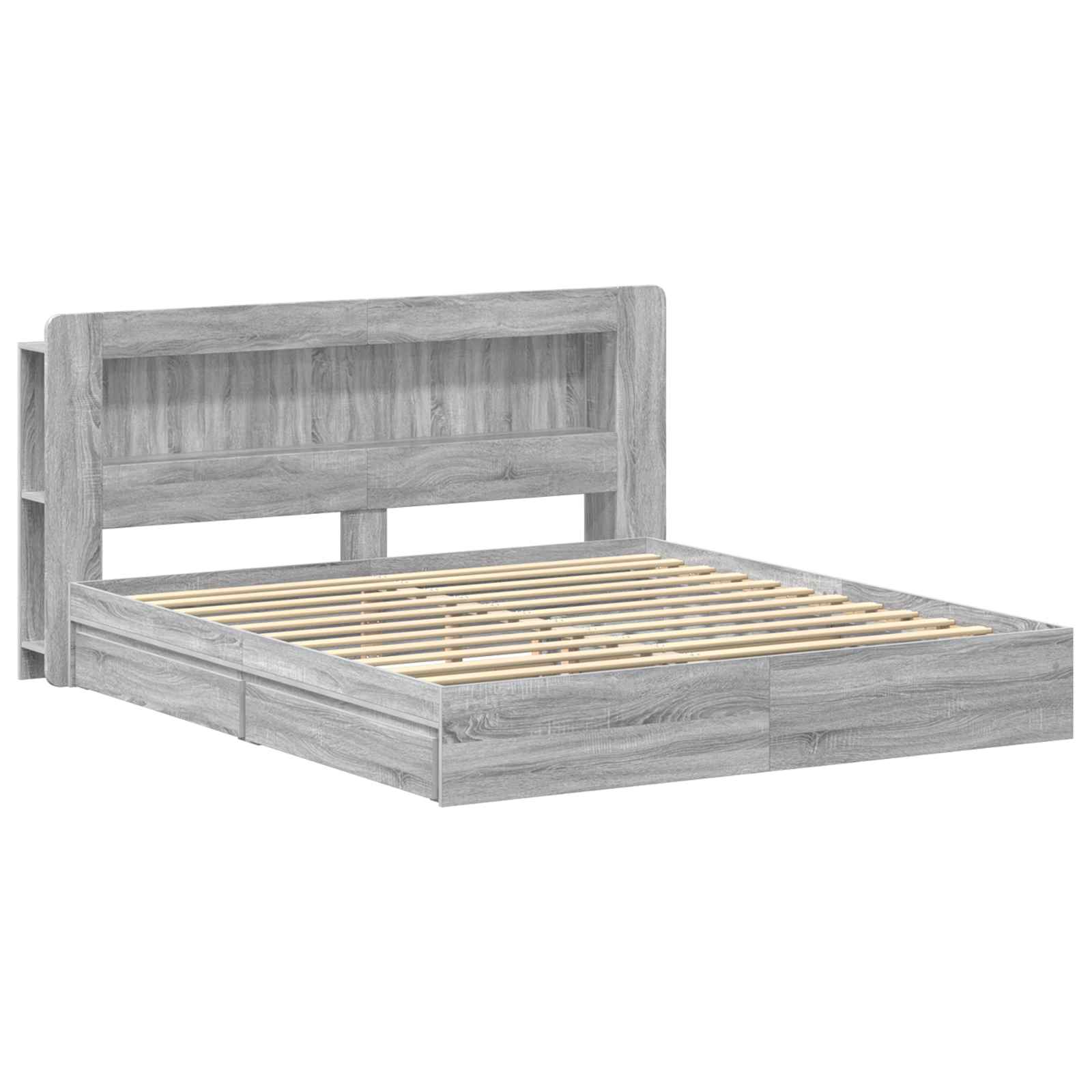 Bettgestell mit Stauraum Grau Sonoma 180 x 200 cm Holzwerkstoff