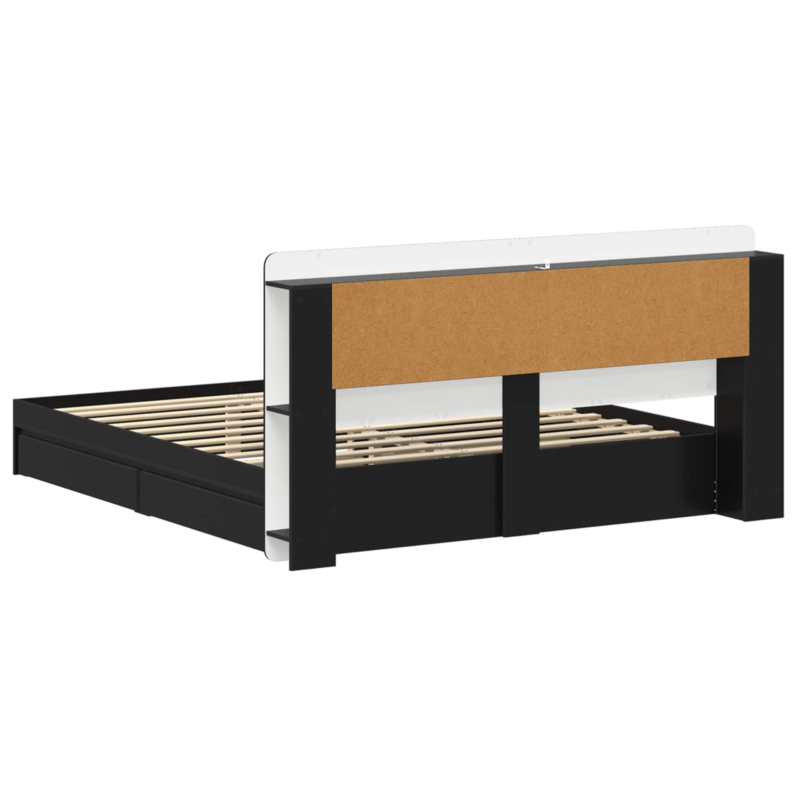 Bettgestell mit Stauraum Schwarz 200 x 200 cm Holzwerkstoff