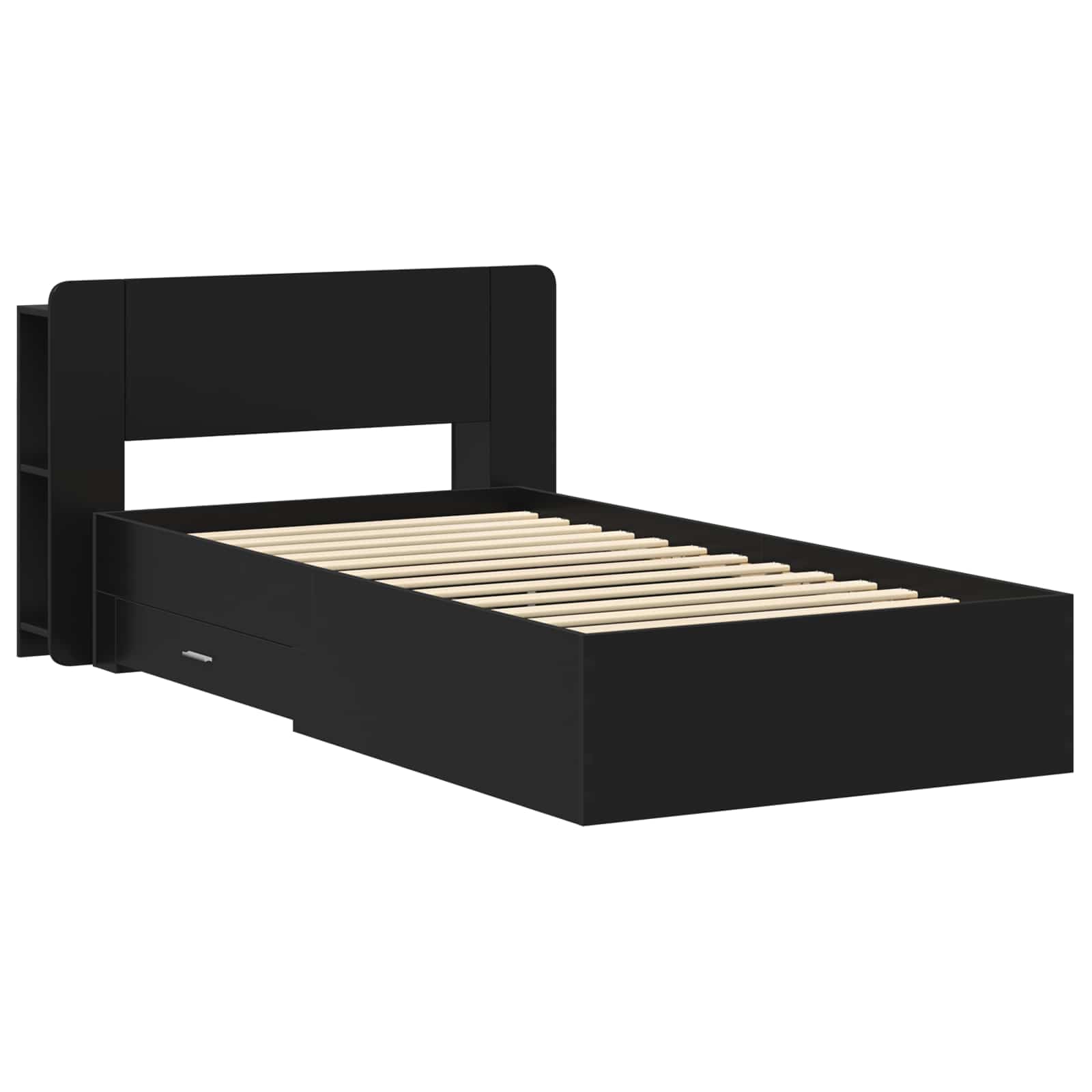 Bettgestell mit Stauraum Schwarz 75 x 190 cm Holzwerkstoff