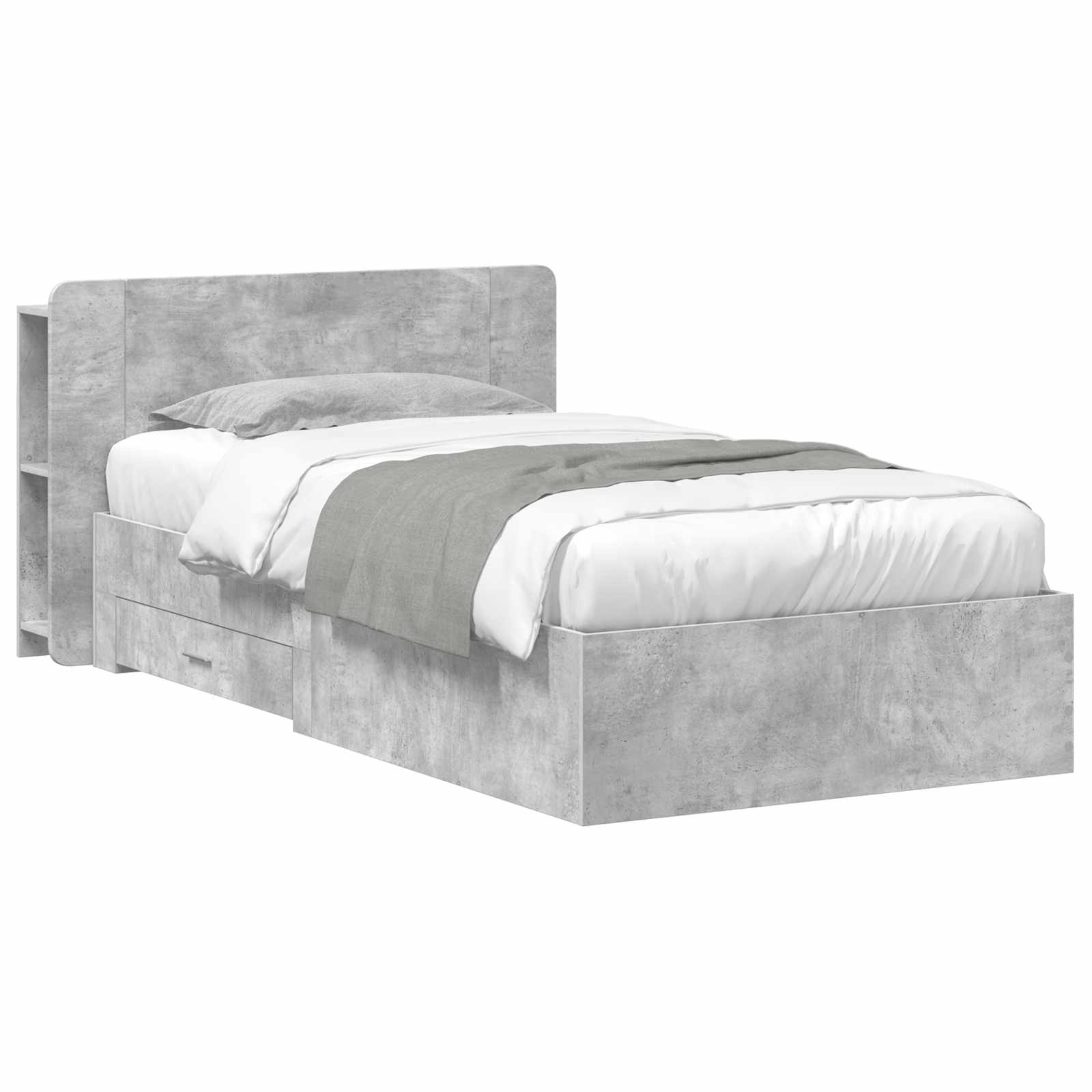 Bettgestell mit Stauraum Betongrau 75 x 190 cm Holzwerkstoff