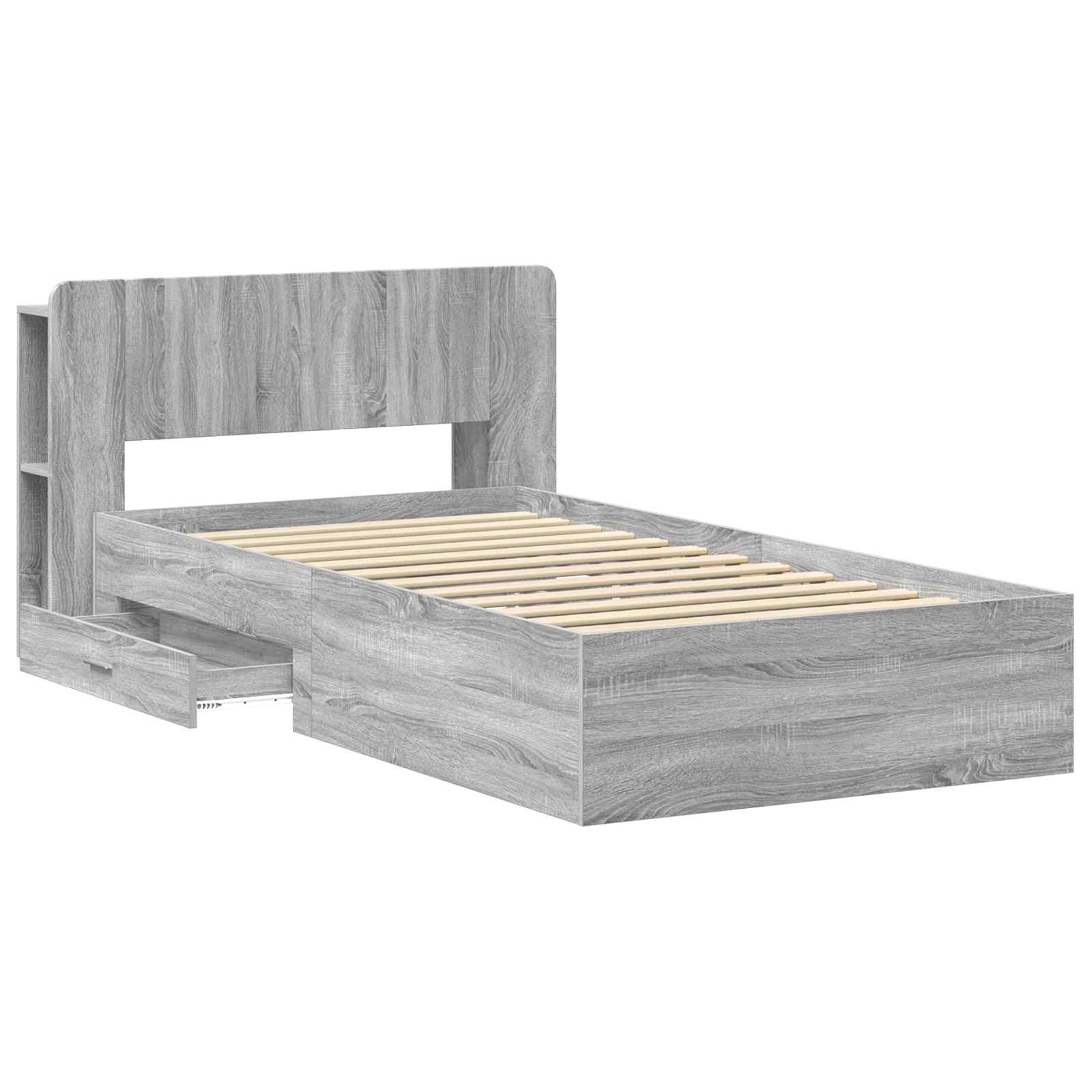 Bettgestell mit Stauraum Grau Sonoma 75 x 190 cm Holzwerkstoff
