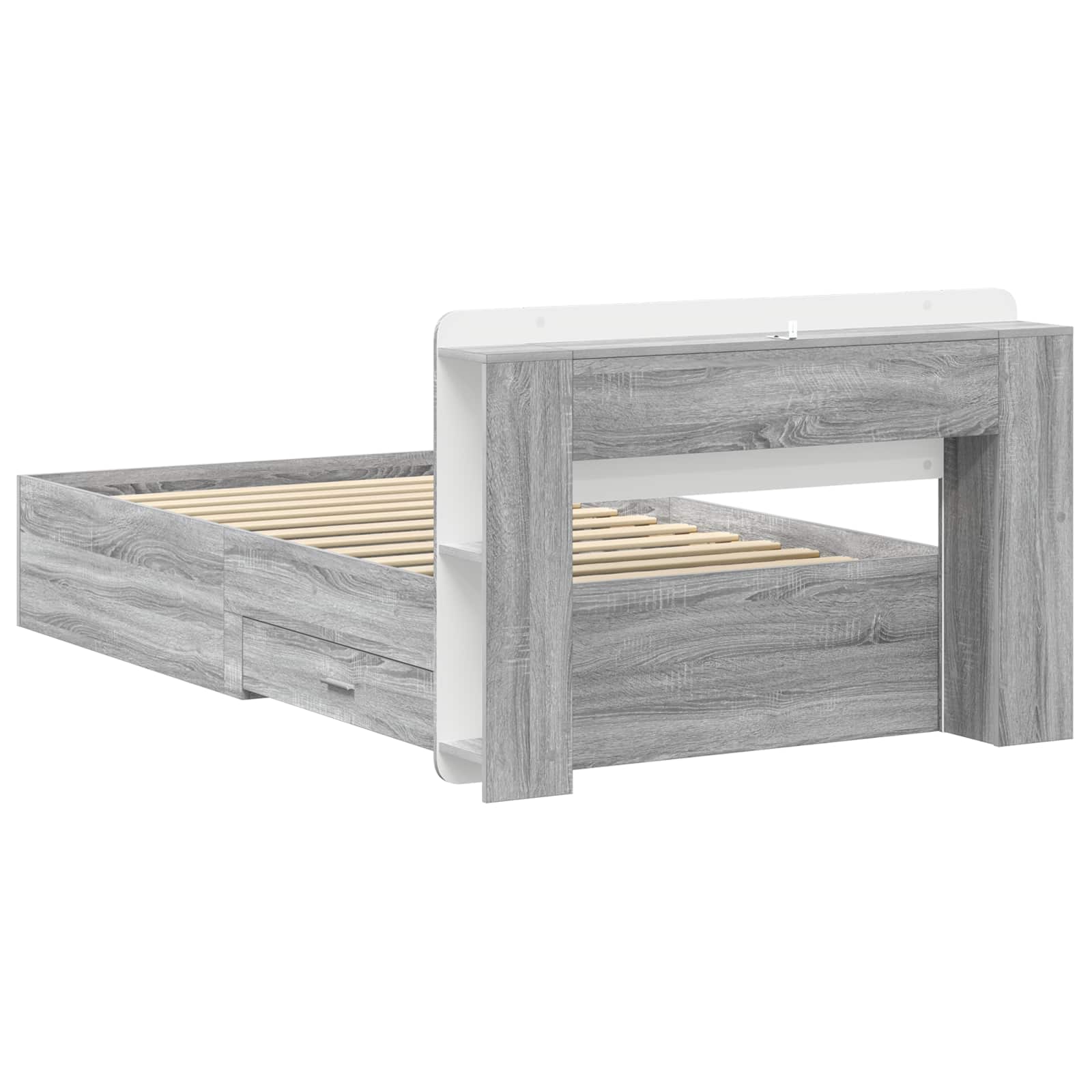Bettgestell mit Stauraum Grau Sonoma 75 x 190 cm Holzwerkstoff