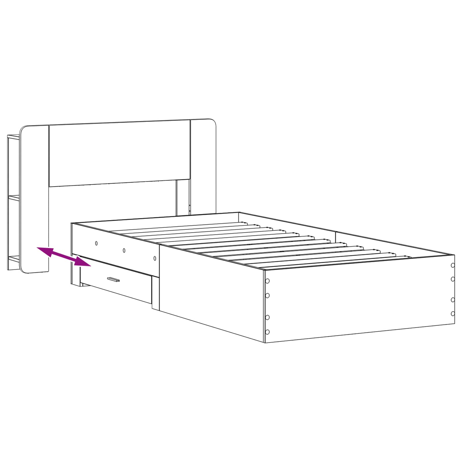 Bettgestell mit Stauraum Grau Sonoma 75 x 190 cm Holzwerkstoff