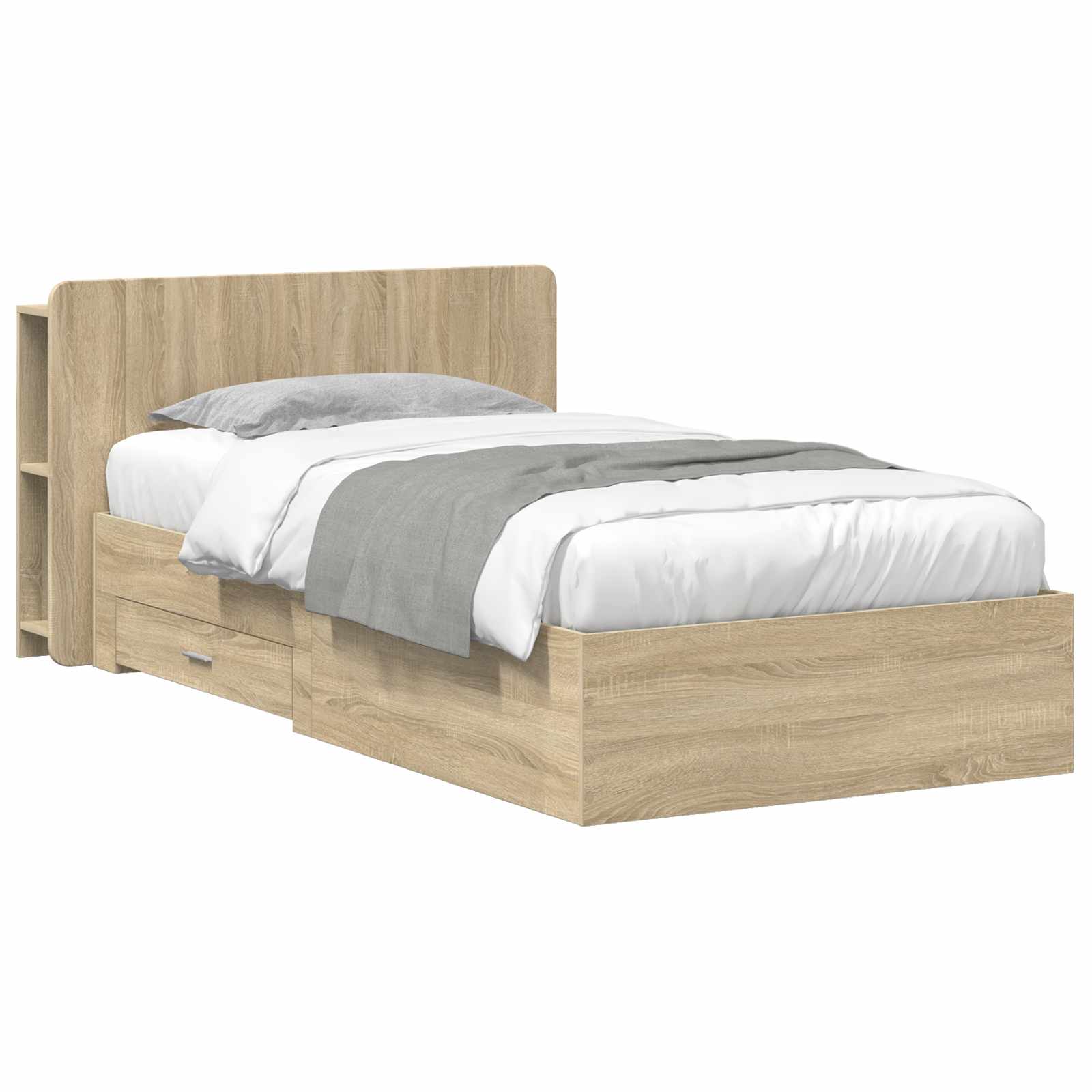 Bettgestell mit Stauraum Sonoma-Eiche 75 x 190 cm Holzwerkstoff