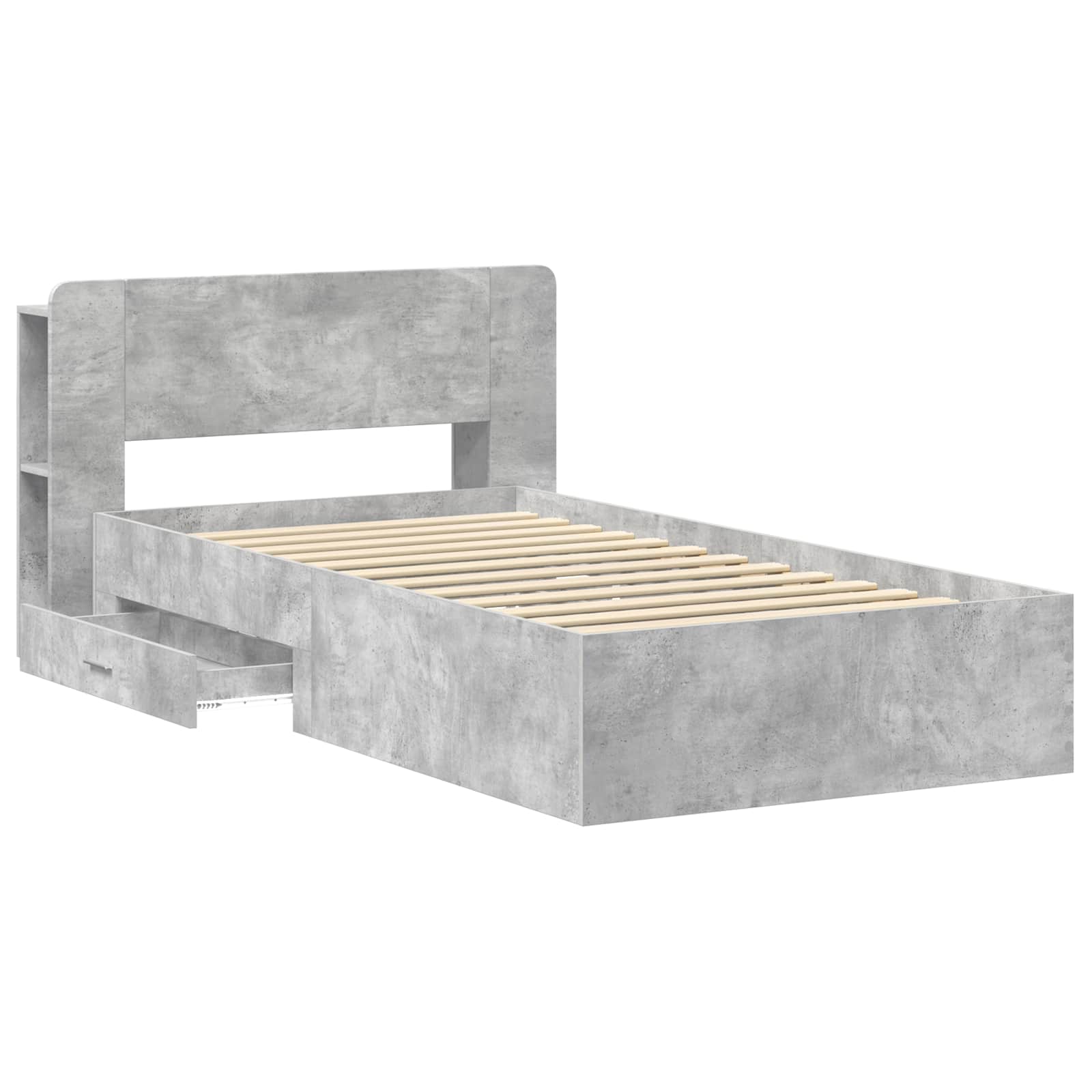 Bettgestell mit Stauraum Betongrau 80 x 200 cm Holzwerkstoff