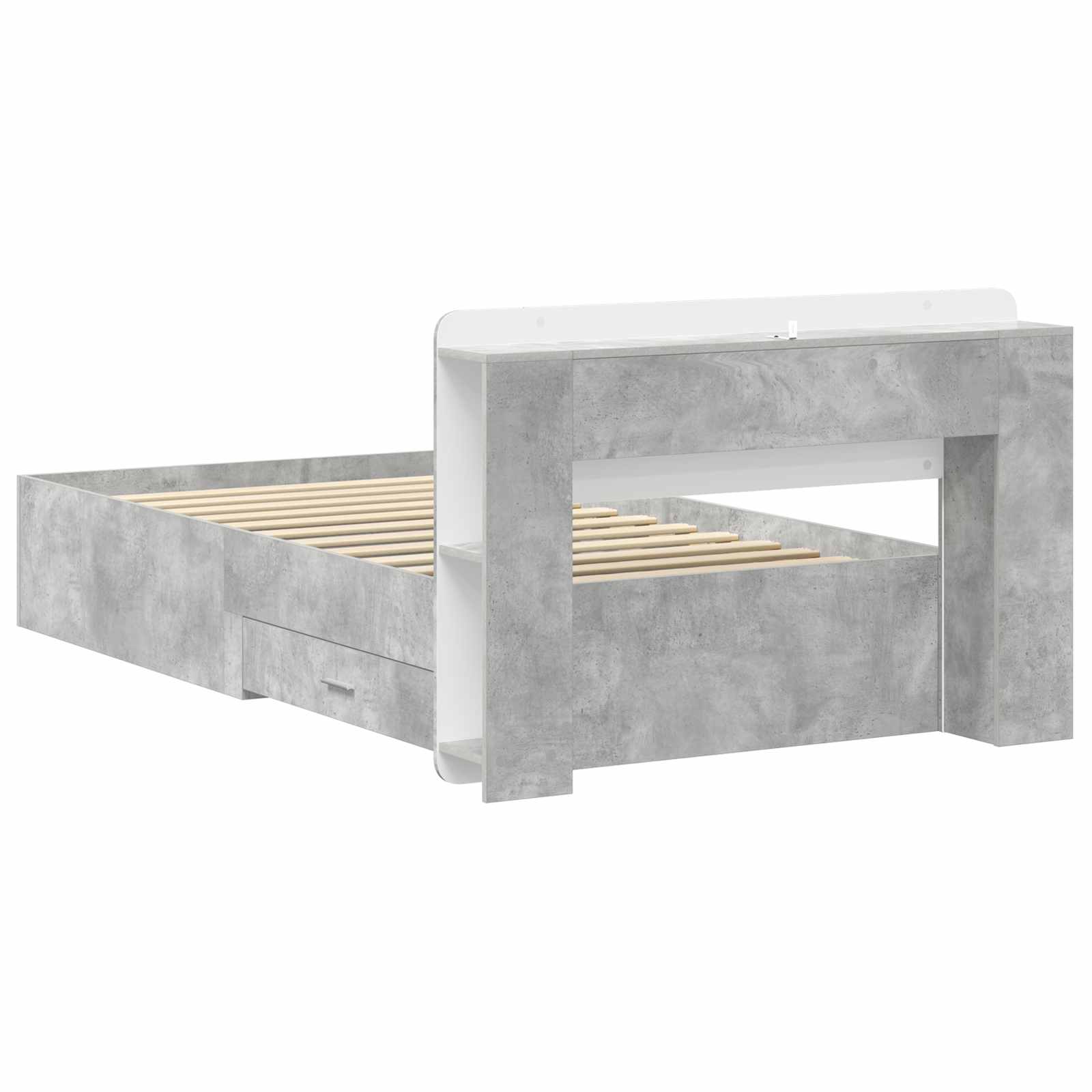 Bettgestell mit Stauraum Betongrau 80 x 200 cm Holzwerkstoff