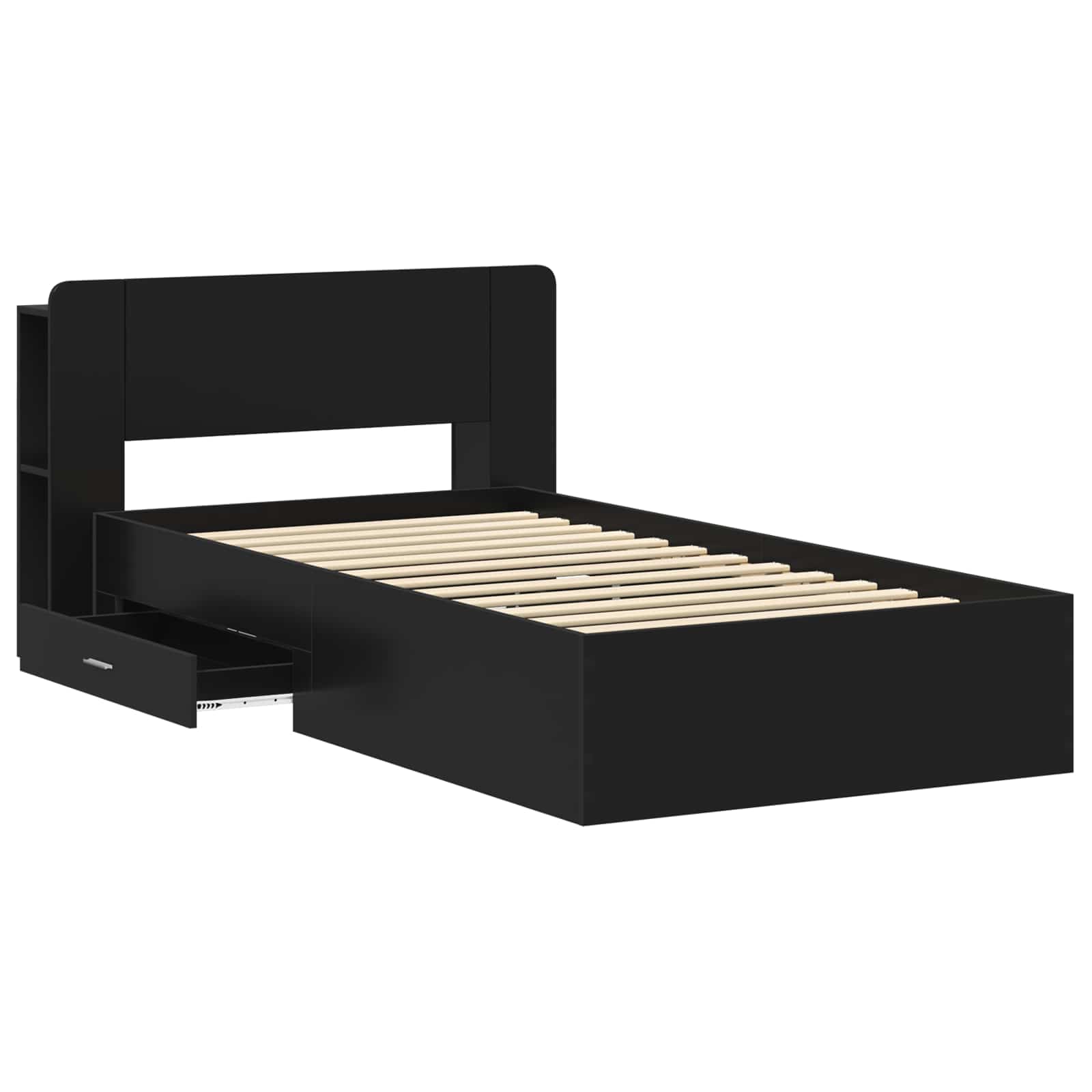 Bettgestell mit Stauraum Schwarz 90 x 190 cm Holzwerkstoff