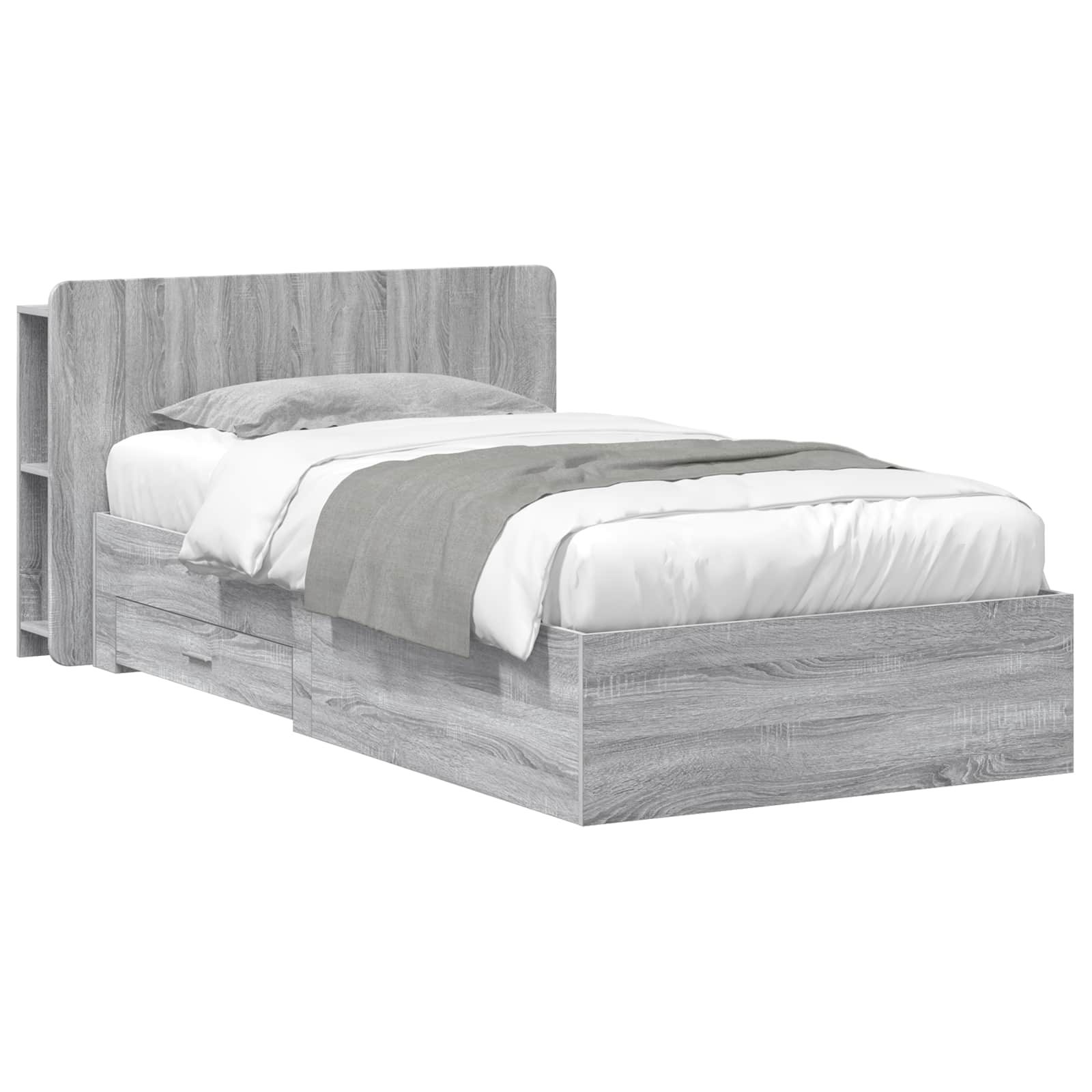 Bettgestell mit Stauraum Grau Sonoma 90 x 190 cm Holzwerkstoff