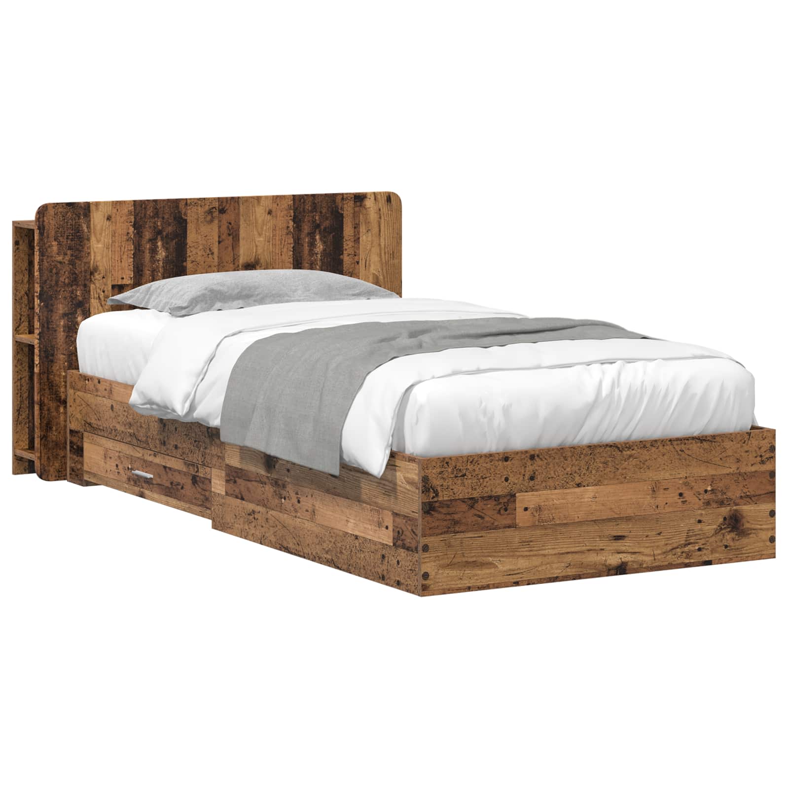 Bettgestell mit Stauraum Altholz 90 x 190 cm Holzwerkstoff