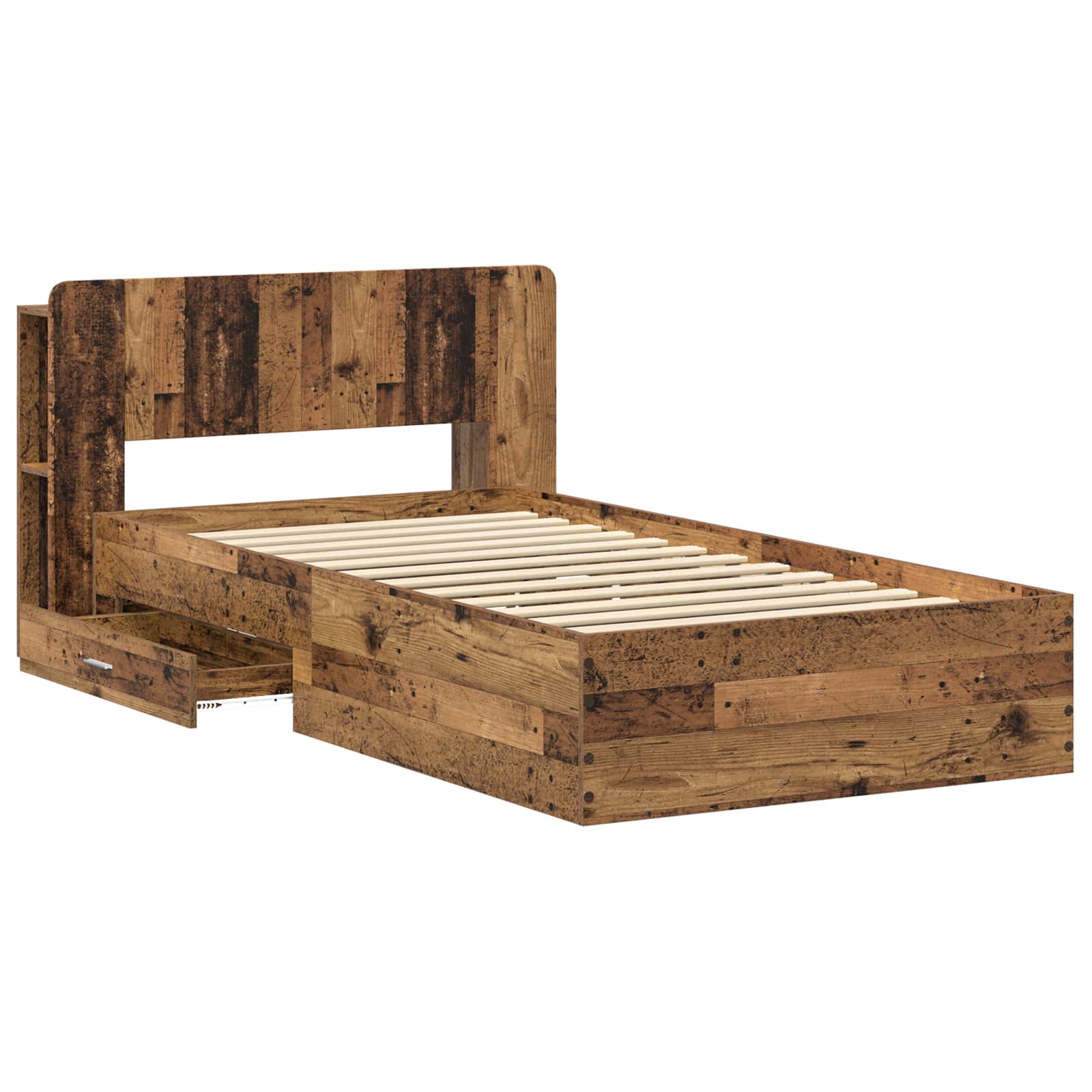 Bettgestell mit Stauraum Altholz 90 x 190 cm Holzwerkstoff