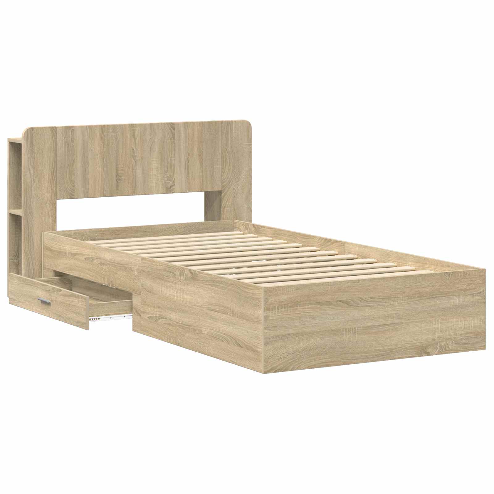 Bettgestell mit Stauraum Sonoma-Eiche 90 x 190 cm Holzwerkstoff
