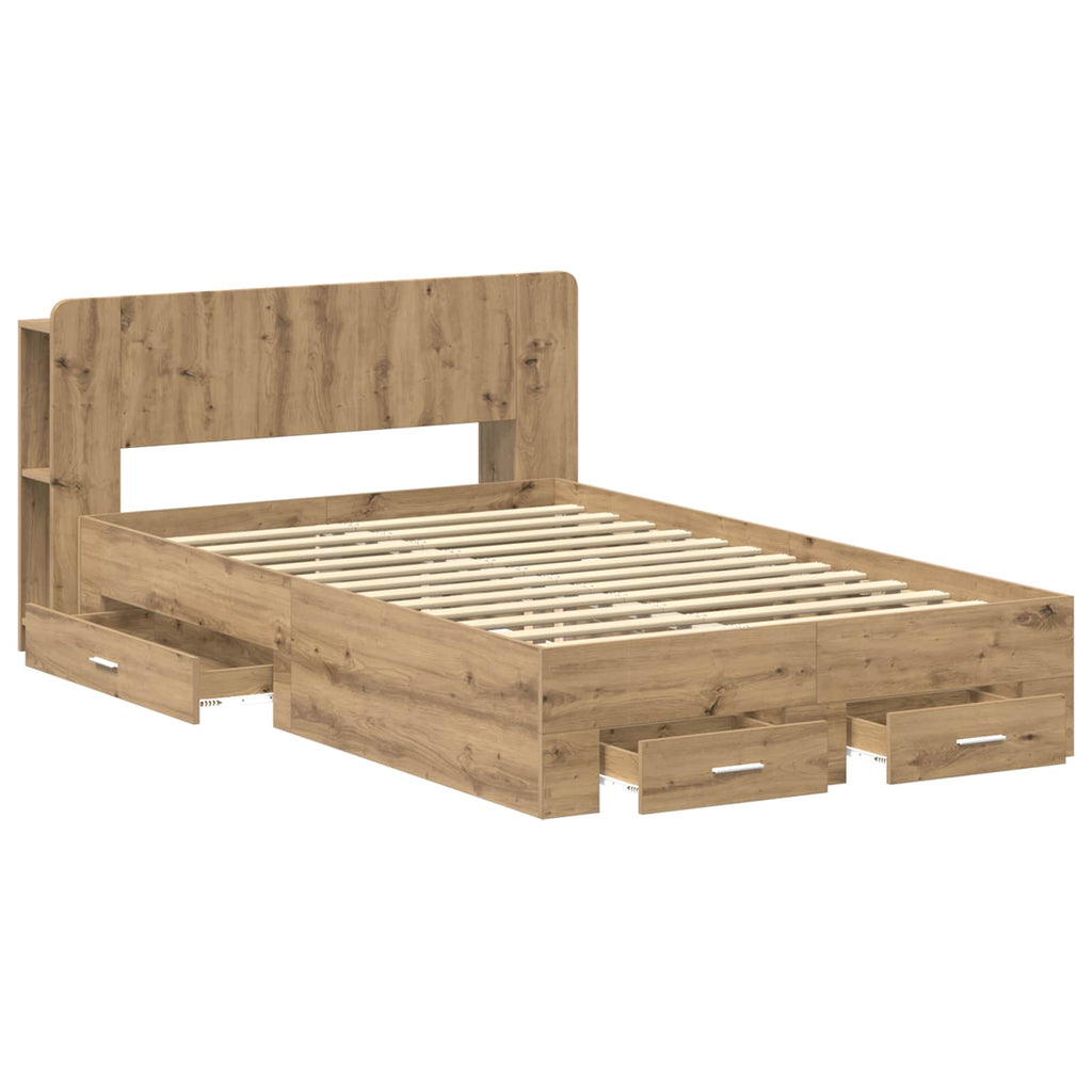 Bettgestell mit Stauraum Artisan-Eiche 120 x 190 cm