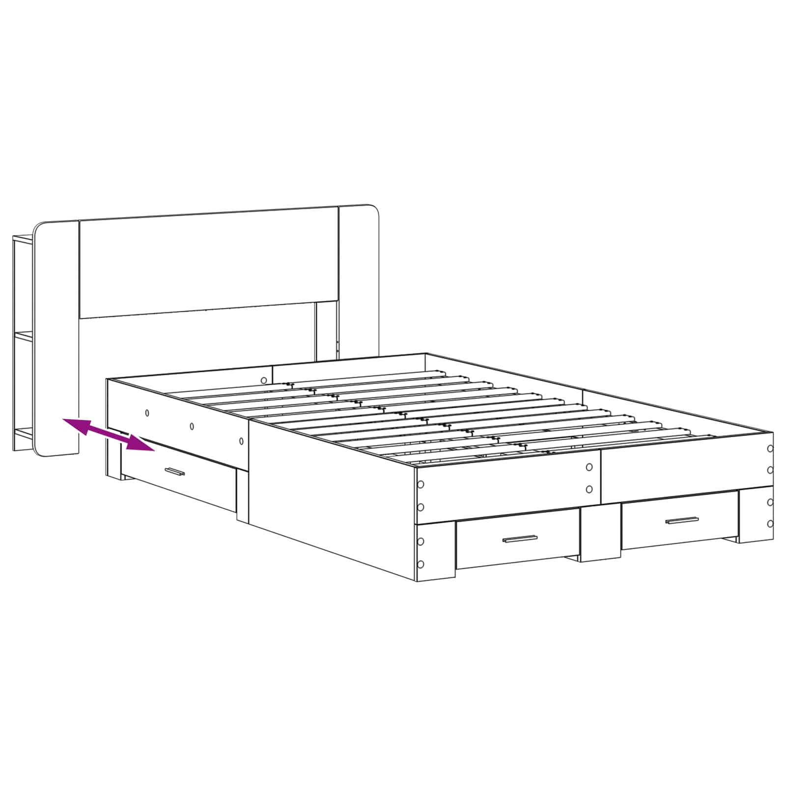 Bettgestell mit Stauraum Artisan-Eiche 120 x 190 cm