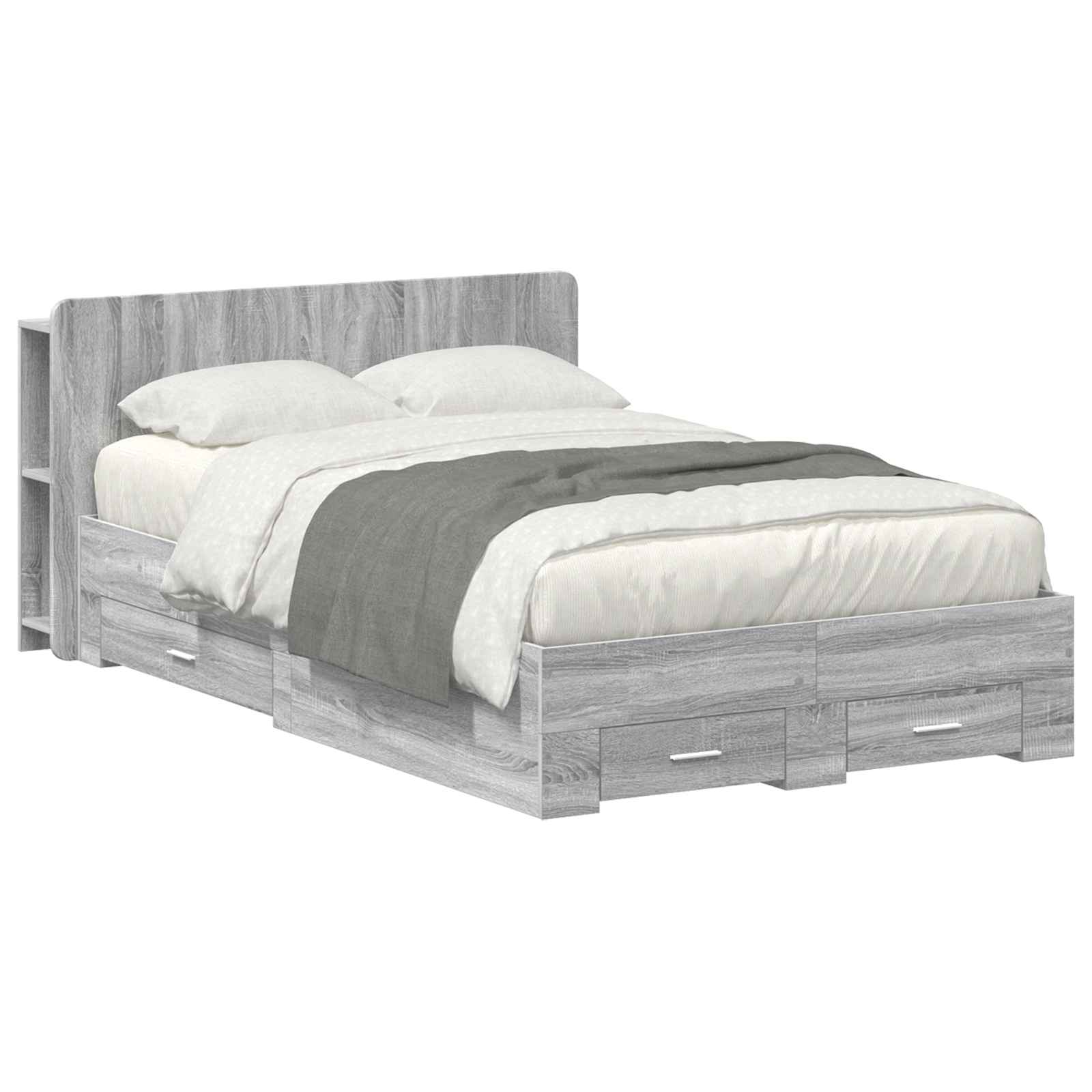 Bettgestell mit Stauraum Grau Sonoma 120 x 190 cm Holzwerkstoff
